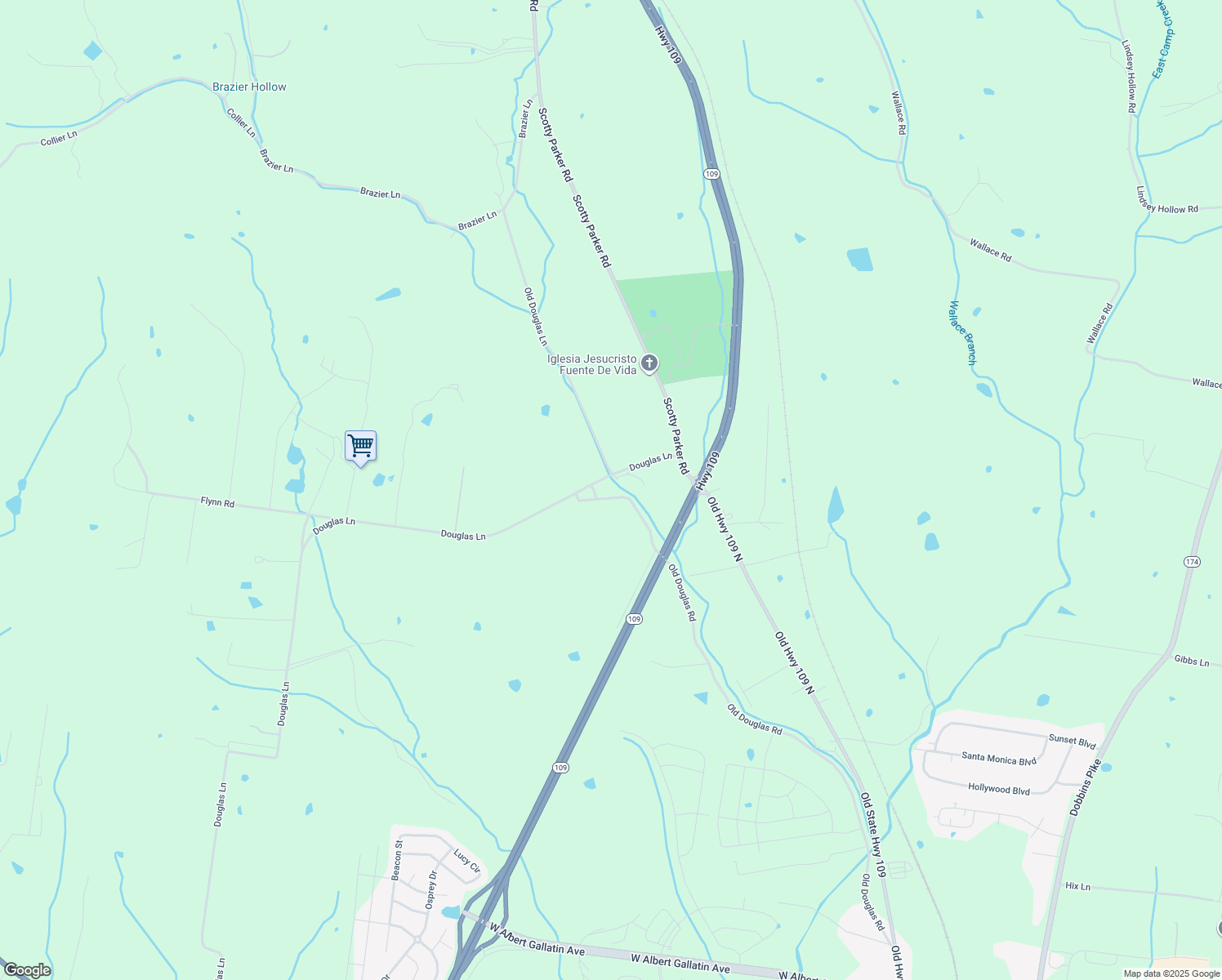 map of restaurants, bars, coffee shops, grocery stores, and more near 510 Old Douglas Rd in Gallatin