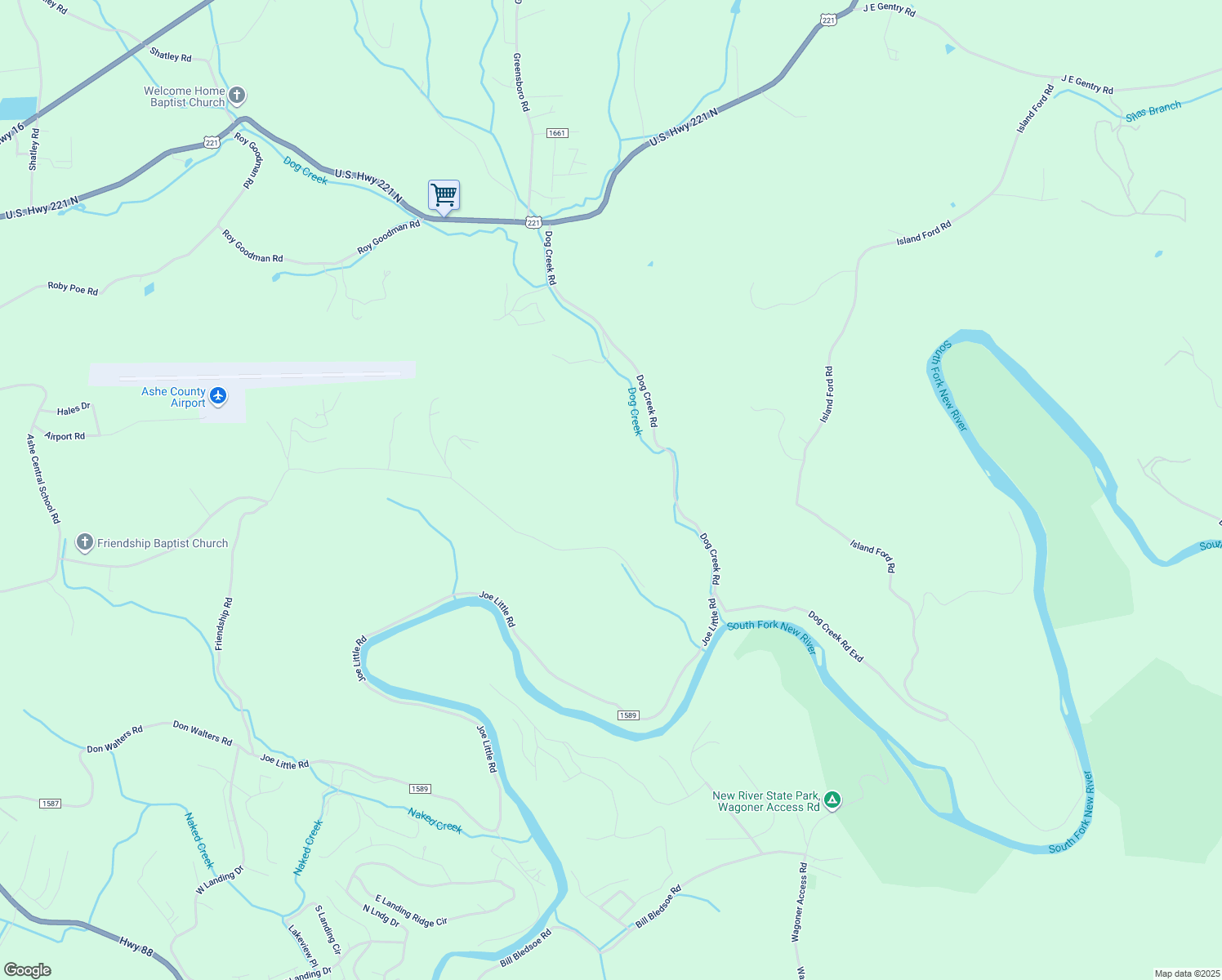 map of restaurants, bars, coffee shops, grocery stores, and more near 2011 Friendship Road in Jefferson