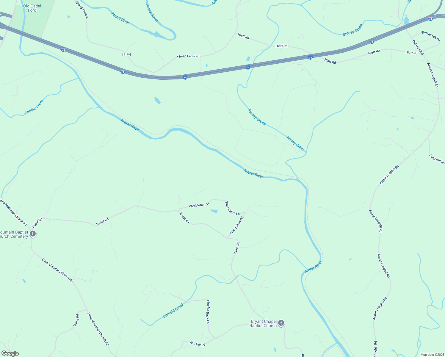 map of restaurants, bars, coffee shops, grocery stores, and more near 232 Silas Ridge Lane in Ararat