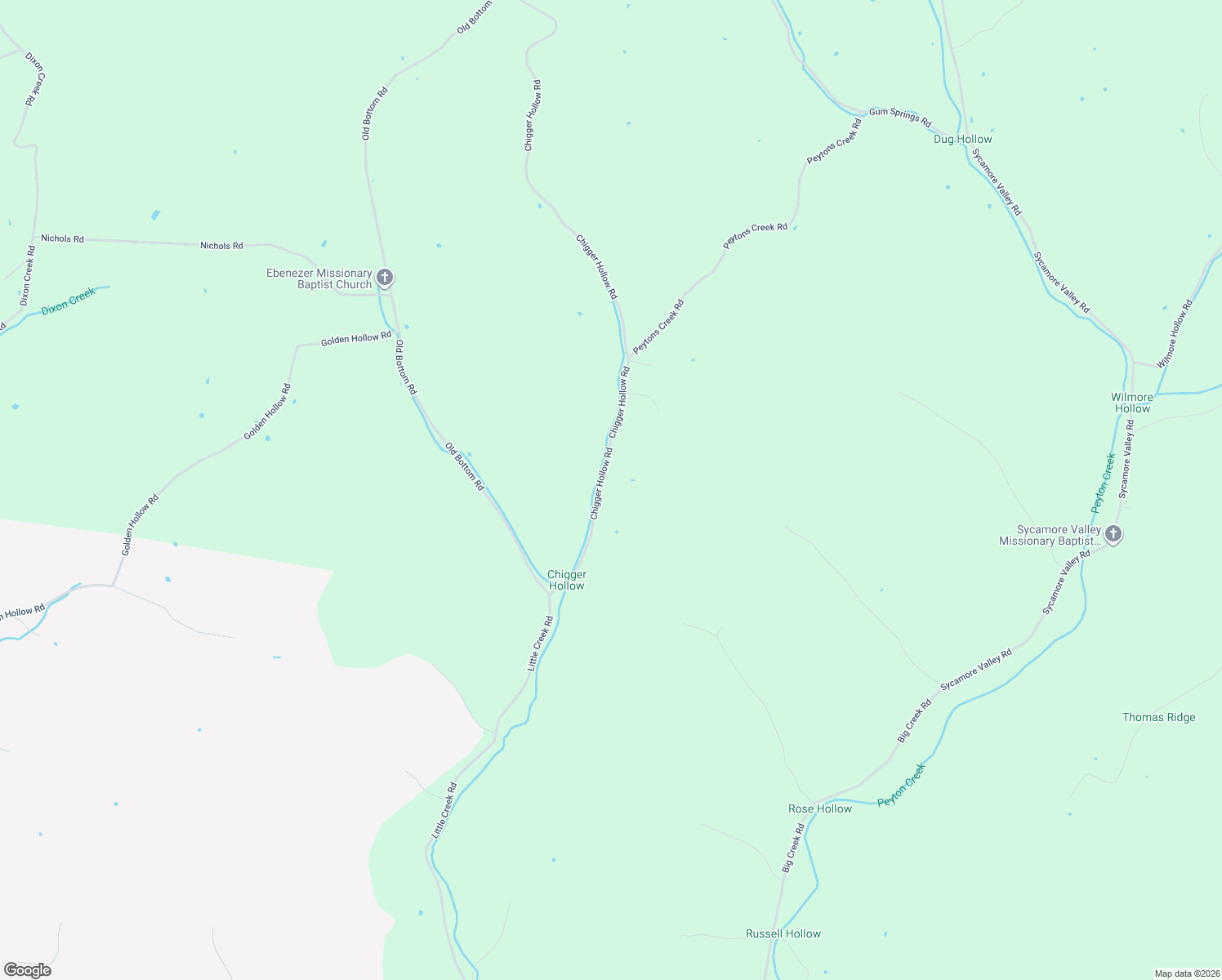 map of restaurants, bars, coffee shops, grocery stores, and more near 1713 Chigger Hollow Road in Pleasant Shade
