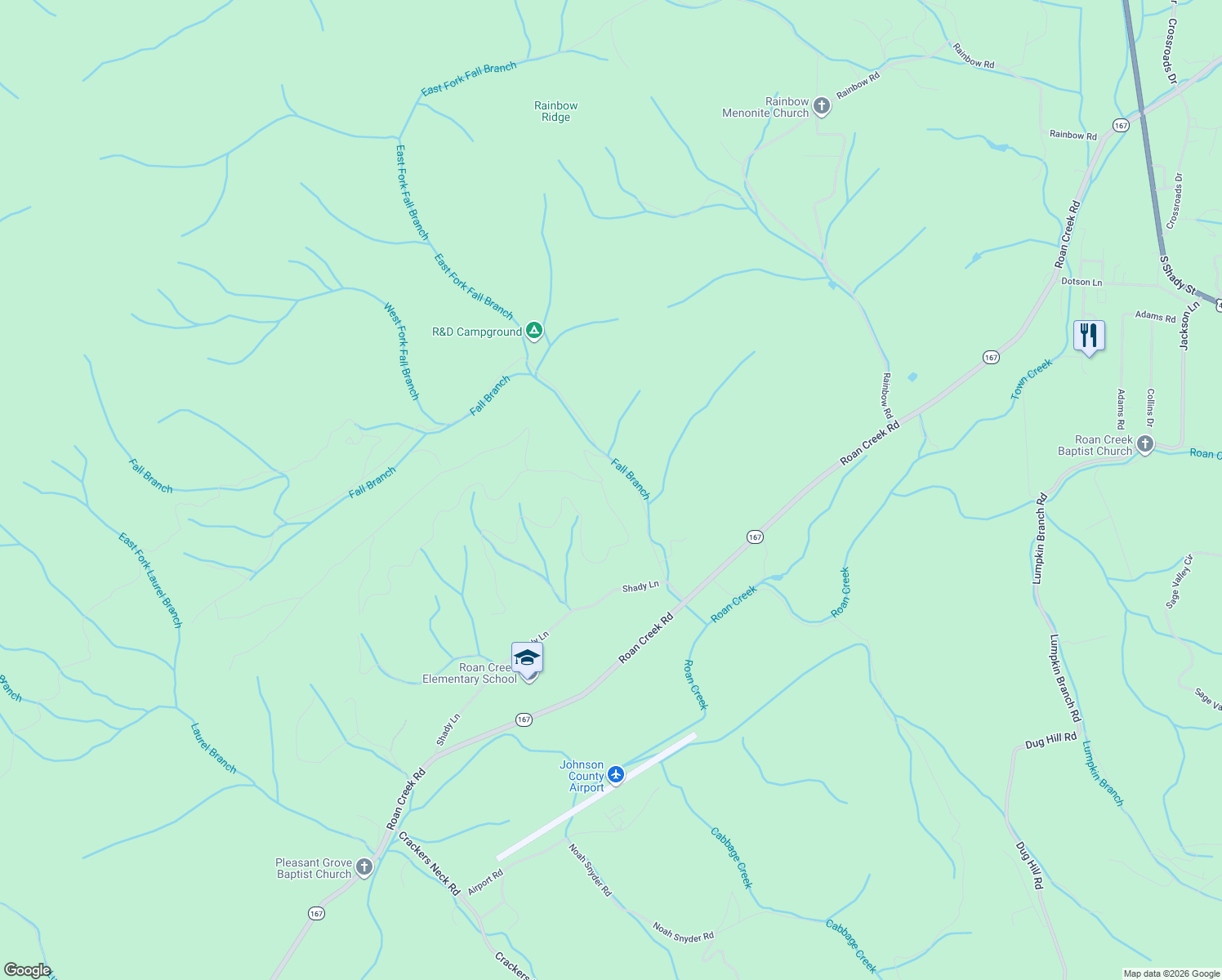 map of restaurants, bars, coffee shops, grocery stores, and more near 253 Mine Ridge Road in Mountain City