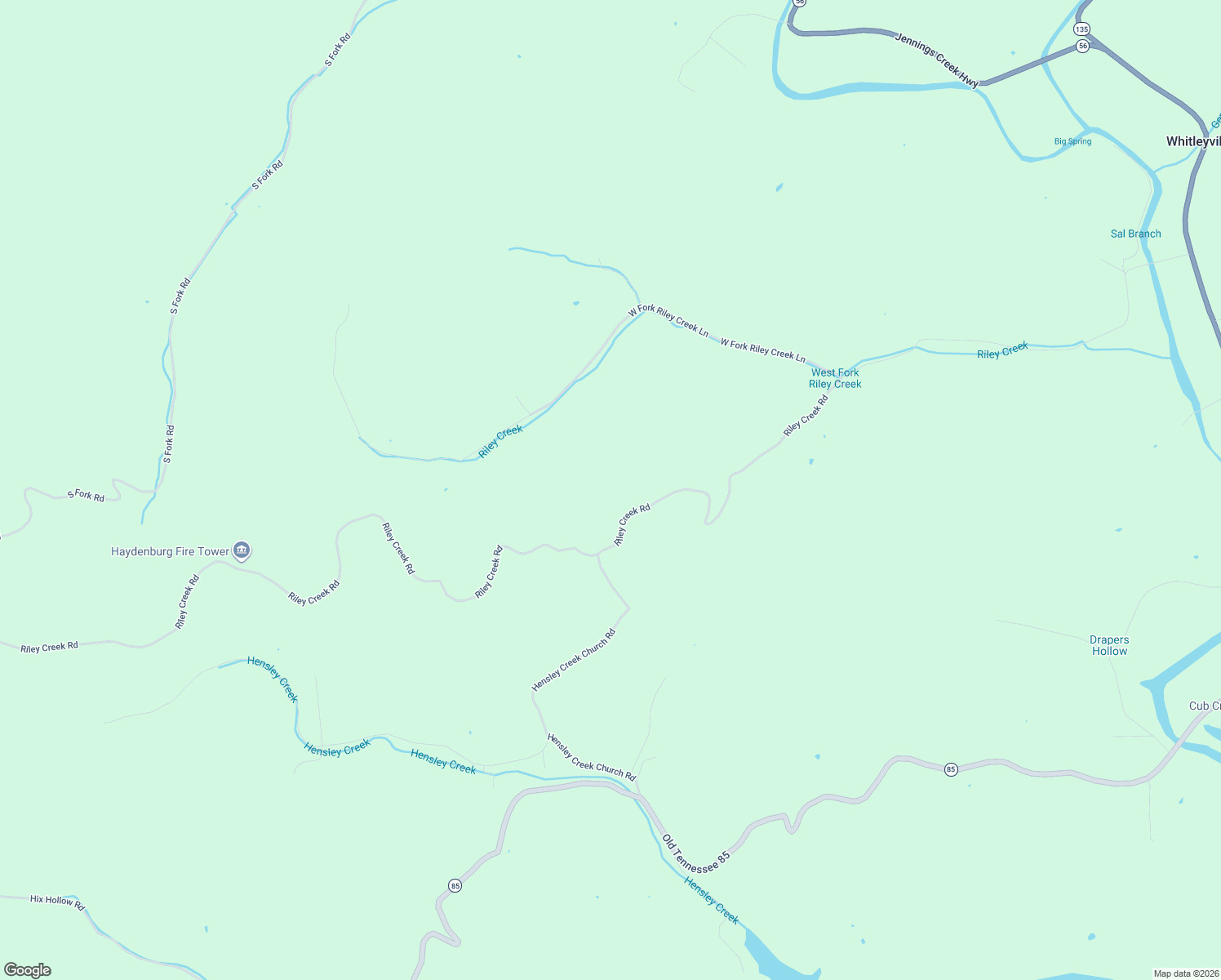 map of restaurants, bars, coffee shops, grocery stores, and more near 938 Riley Creek Road in Whitleyville