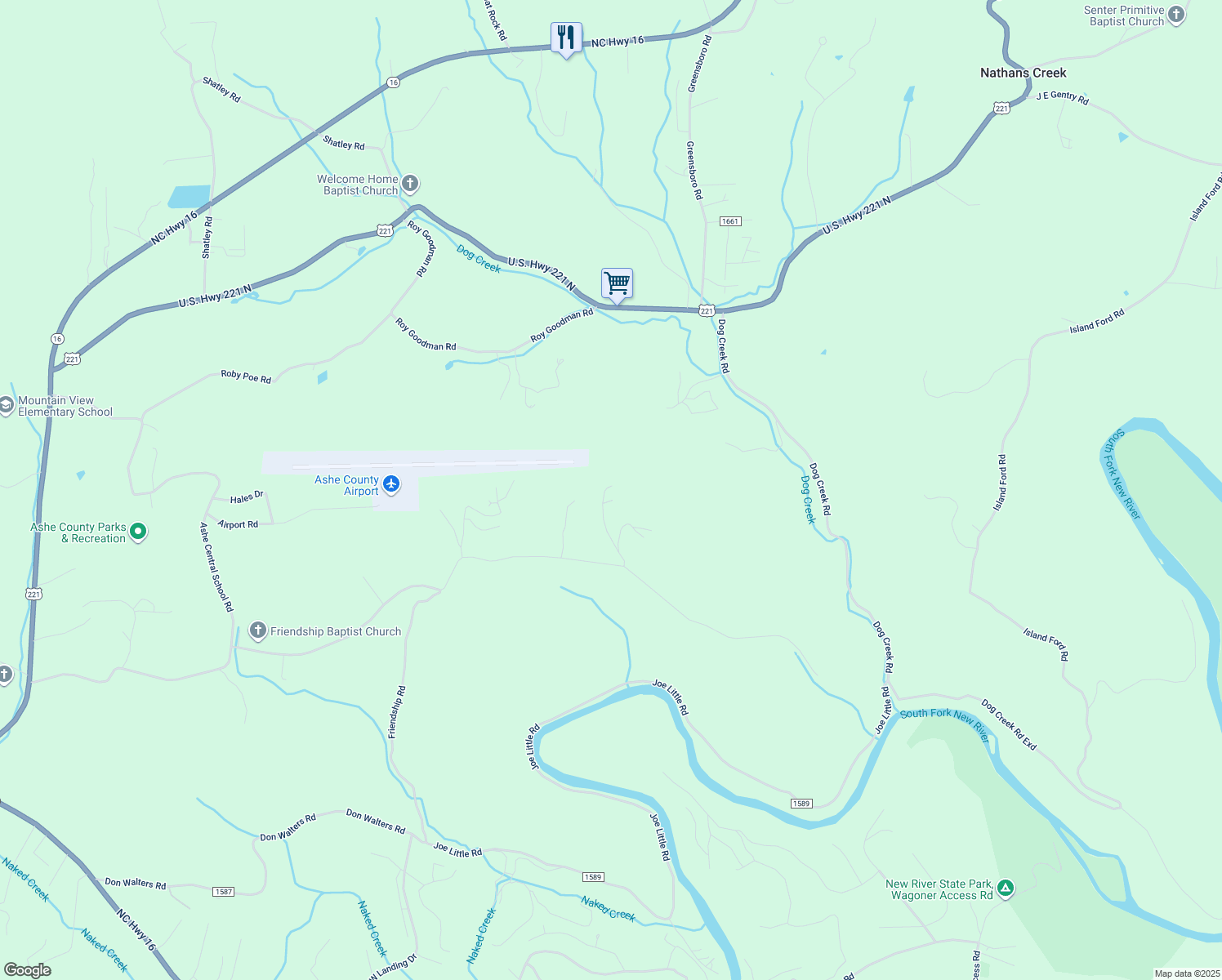 map of restaurants, bars, coffee shops, grocery stores, and more near 360 Jessie Roark Road in Jefferson