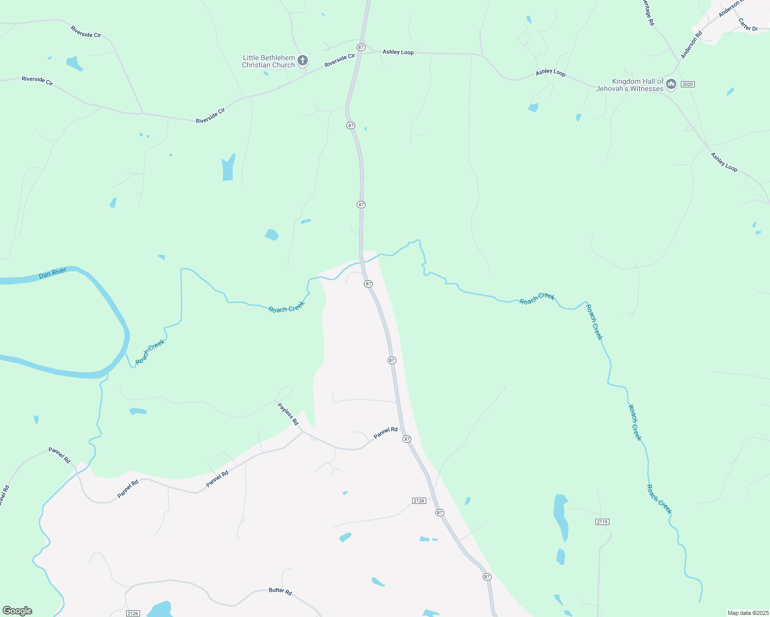 map of restaurants, bars, coffee shops, grocery stores, and more near 10327 North Carolina 87 in Reidsville