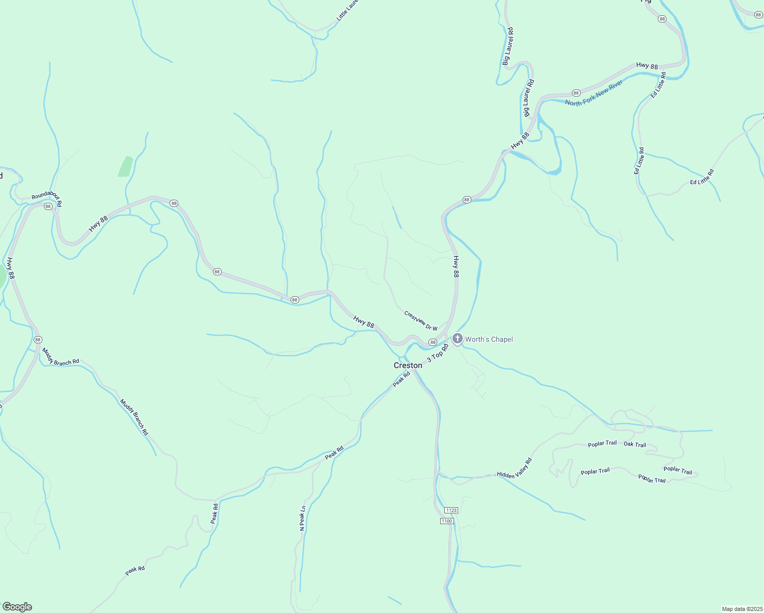 map of restaurants, bars, coffee shops, grocery stores, and more near 640 Lenape Lane in Creston