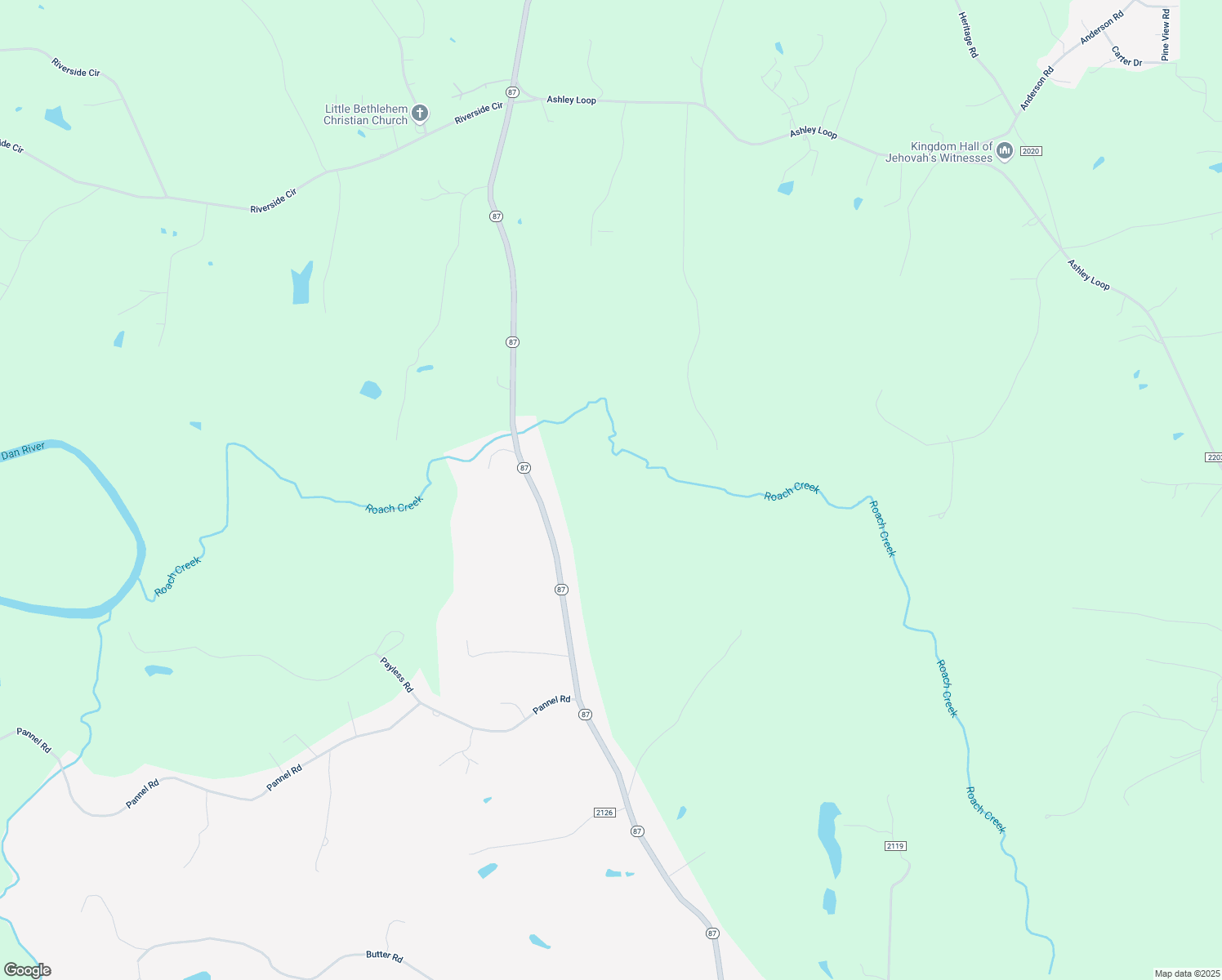 map of restaurants, bars, coffee shops, grocery stores, and more near 10327 North Carolina 87 in Reidsville