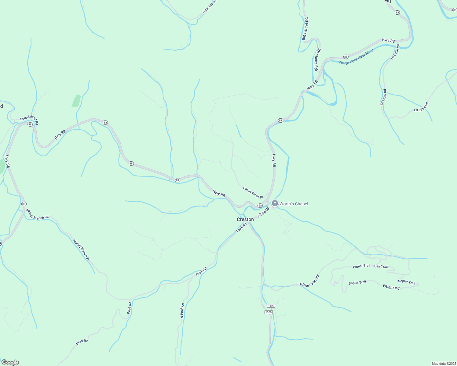 map of restaurants, bars, coffee shops, grocery stores, and more near 640 Lenape Lane in Creston