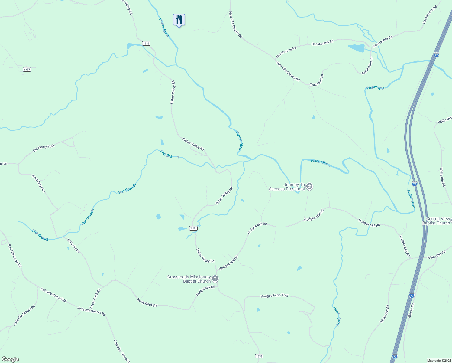 map of restaurants, bars, coffee shops, grocery stores, and more near 543 Fisher Valley Road in Dobson