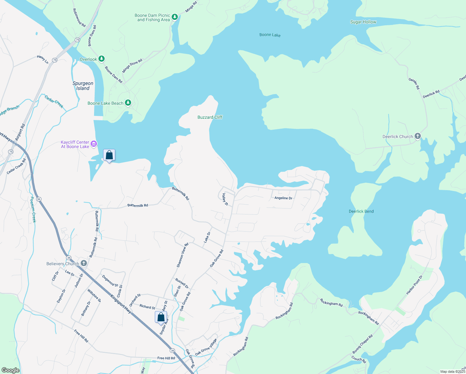 map of restaurants, bars, coffee shops, grocery stores, and more near 108 Furches Drive in Johnson City