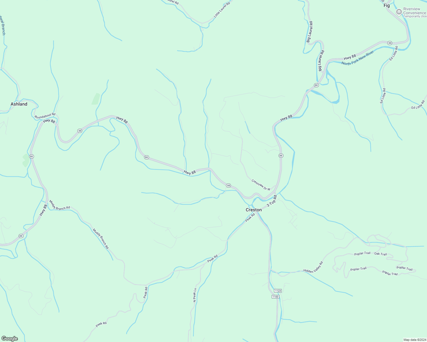 map of restaurants, bars, coffee shops, grocery stores, and more near 14516 North Carolina 88 in Creston