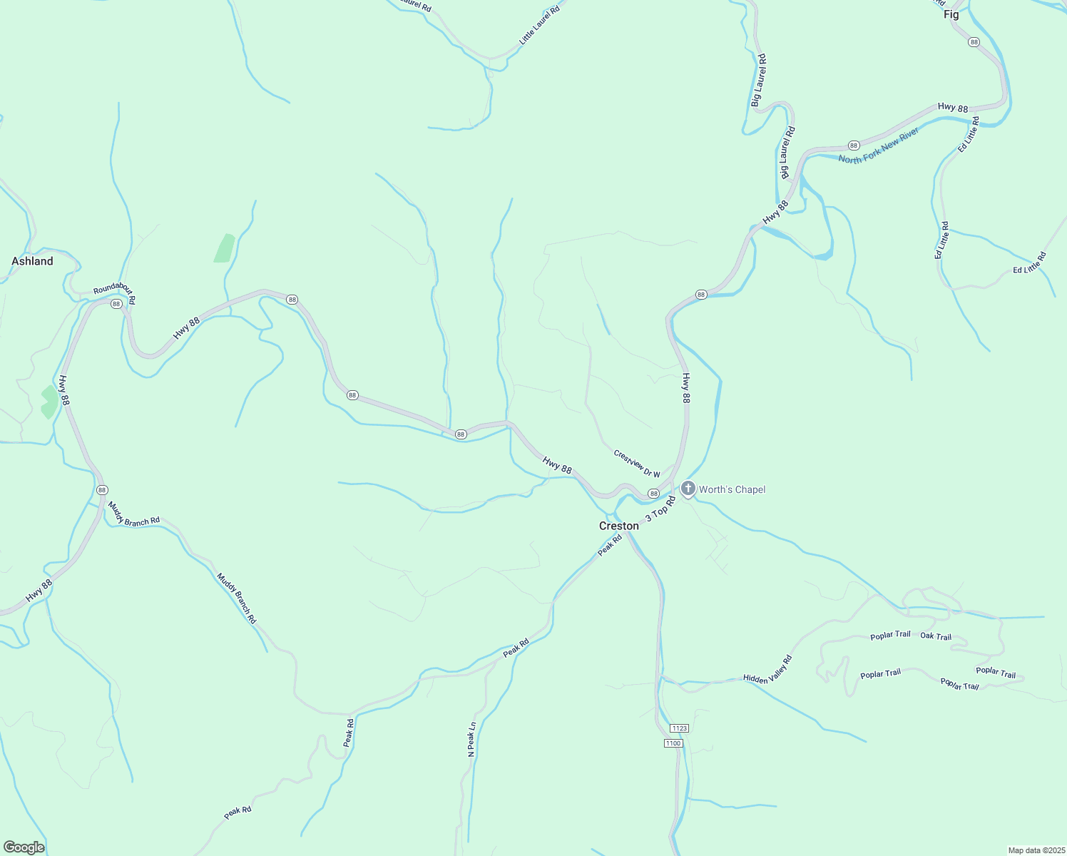 map of restaurants, bars, coffee shops, grocery stores, and more near 14516 North Carolina 88 in Creston