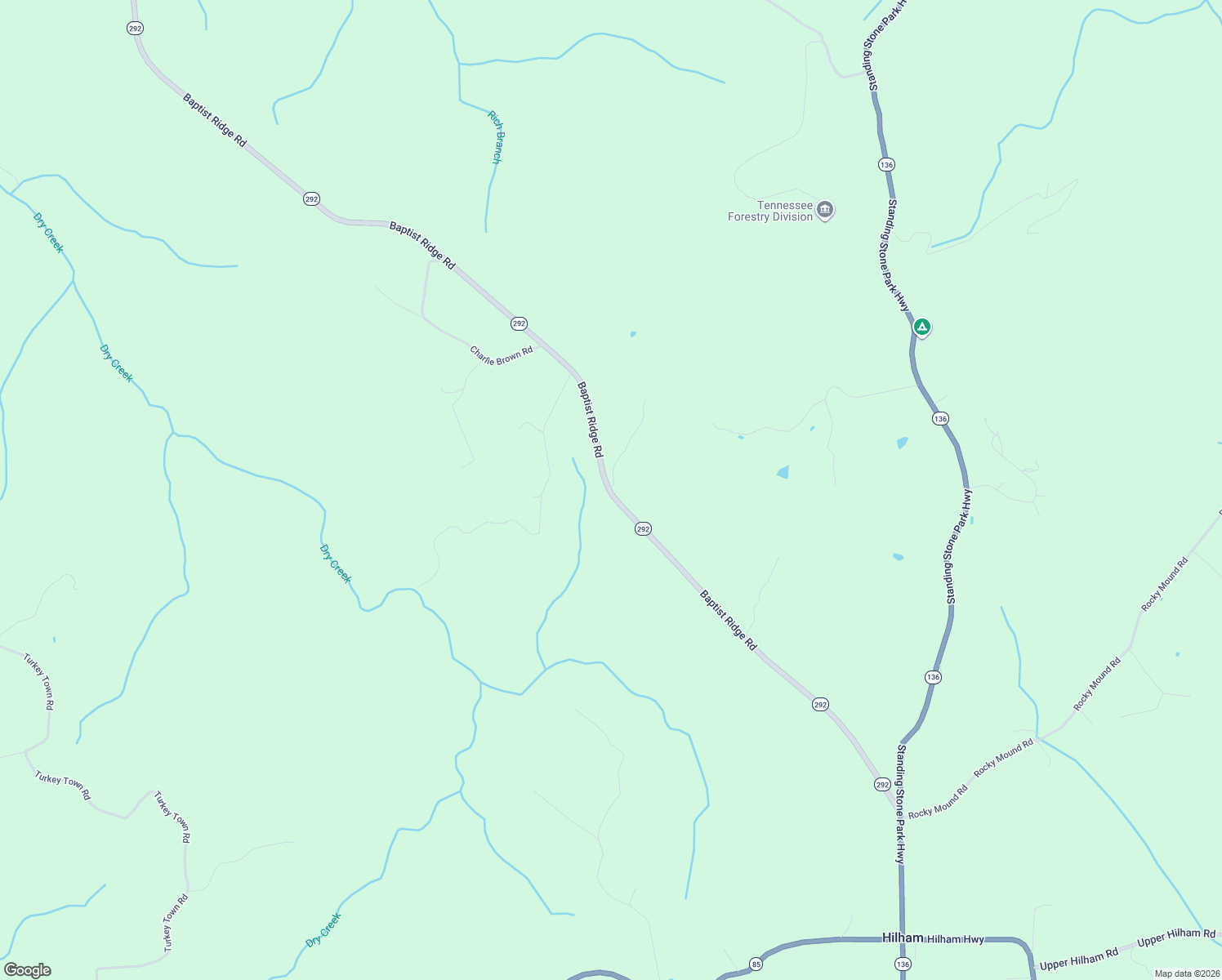map of restaurants, bars, coffee shops, grocery stores, and more near 382 Baptist Ridge Road in Hilham