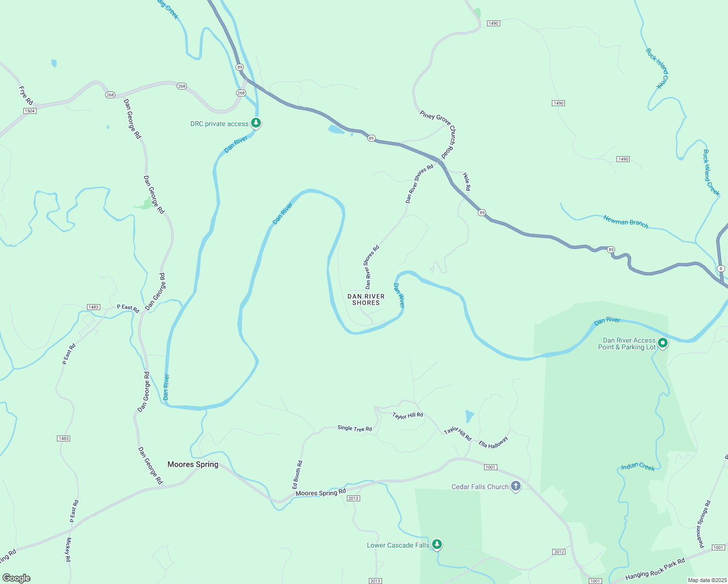 map of restaurants, bars, coffee shops, grocery stores, and more near 1398 Dan River Shores Road in Danbury