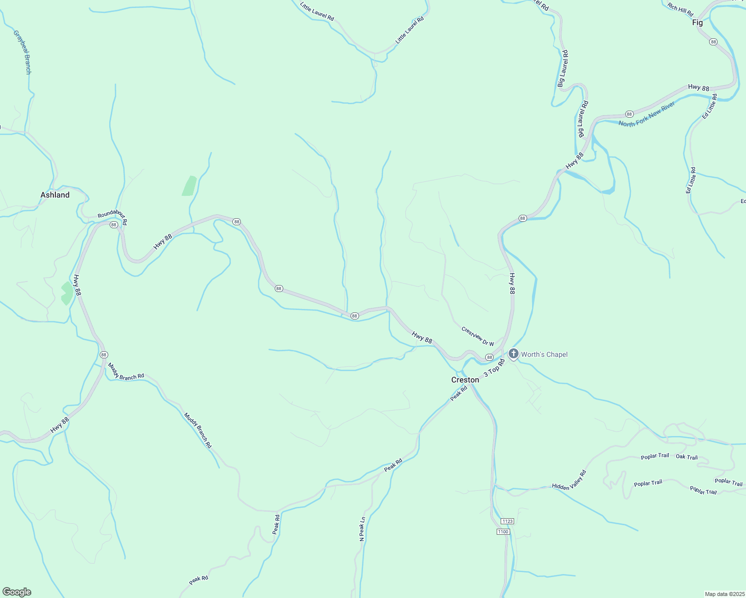 map of restaurants, bars, coffee shops, grocery stores, and more near 14614 North Carolina 88 in Creston