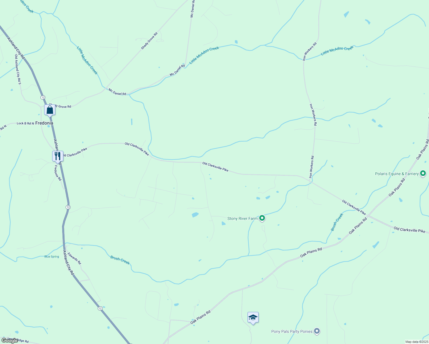 map of restaurants, bars, coffee shops, grocery stores, and more near 4238 Old Clarksville Pike in Clarksville