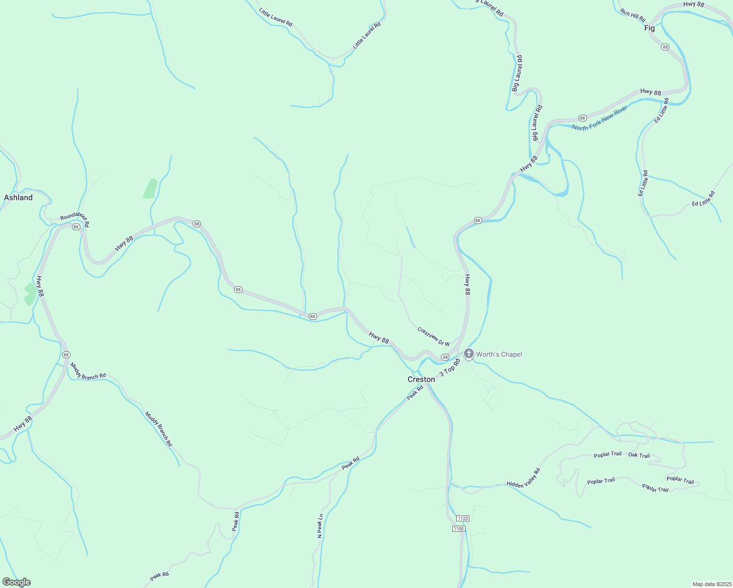 map of restaurants, bars, coffee shops, grocery stores, and more near 170 Lenape Lane in Creston