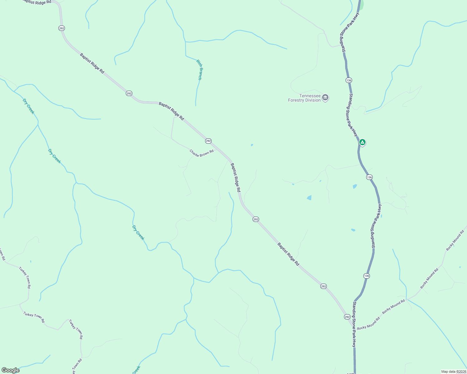 map of restaurants, bars, coffee shops, grocery stores, and more near 381-425 Baptist Ridge Highway in Hilham
