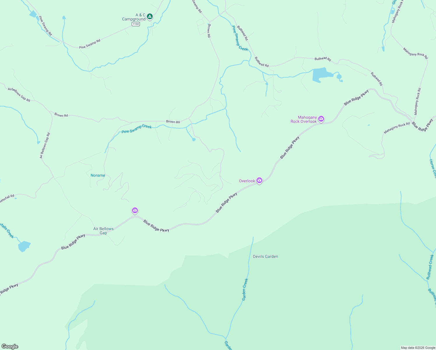 map of restaurants, bars, coffee shops, grocery stores, and more near 248 Bobcat Lane in Alleghany