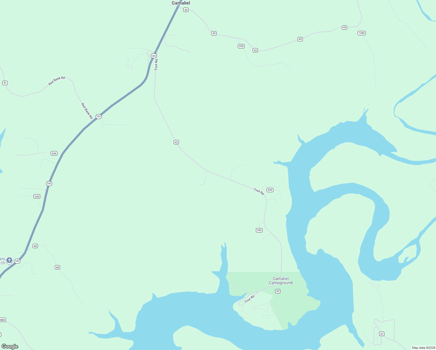 map of restaurants, bars, coffee shops, grocery stores, and more near County Road 42 in Baxter County