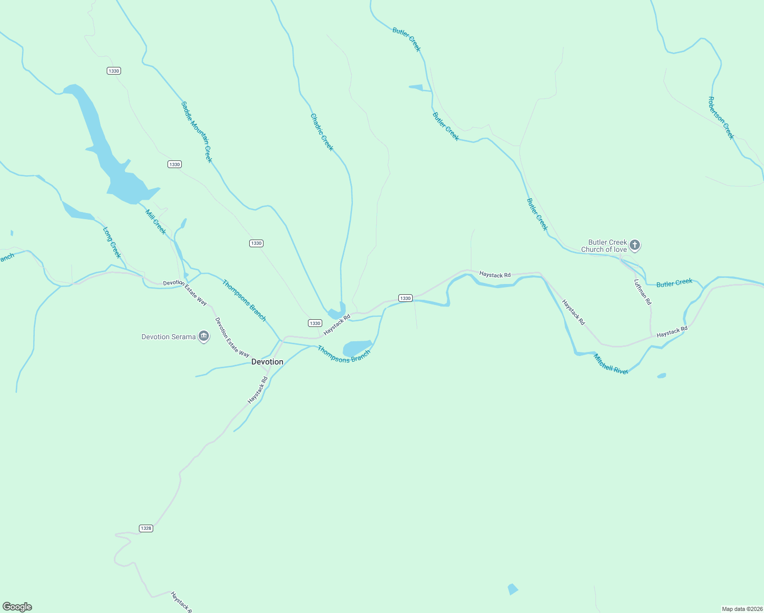 map of restaurants, bars, coffee shops, grocery stores, and more near 7686 Haystack Road in Dobson