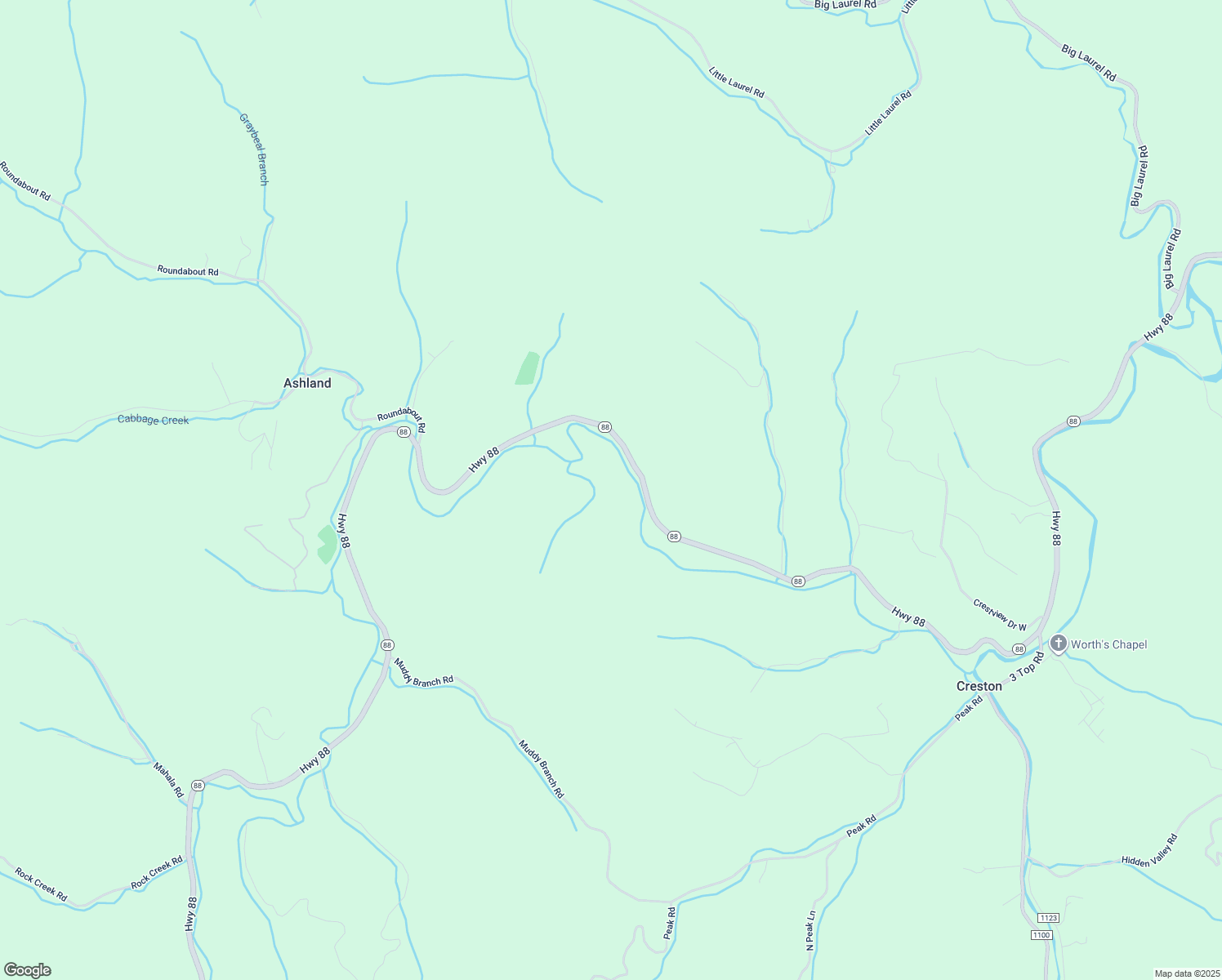 map of restaurants, bars, coffee shops, grocery stores, and more near 15377 North Carolina 88 in Creston