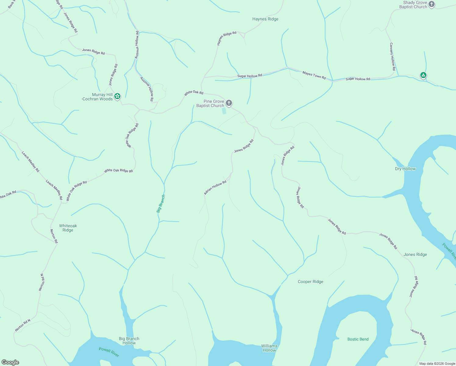 map of restaurants, bars, coffee shops, grocery stores, and more near 126 Adrian Hollow Road in Speedwell