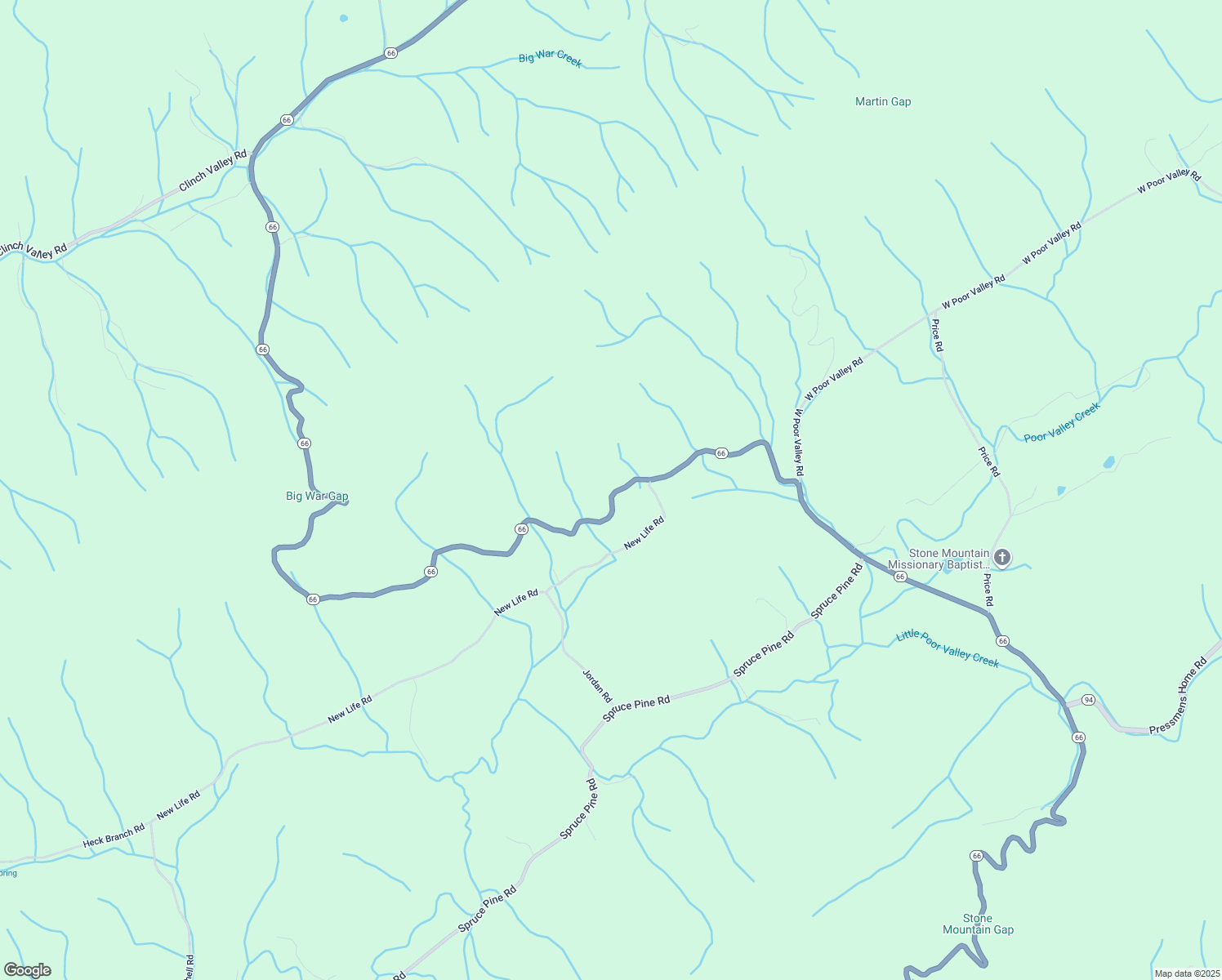 map of restaurants, bars, coffee shops, grocery stores, and more near 7505 Tennessee 66 in Rogersville