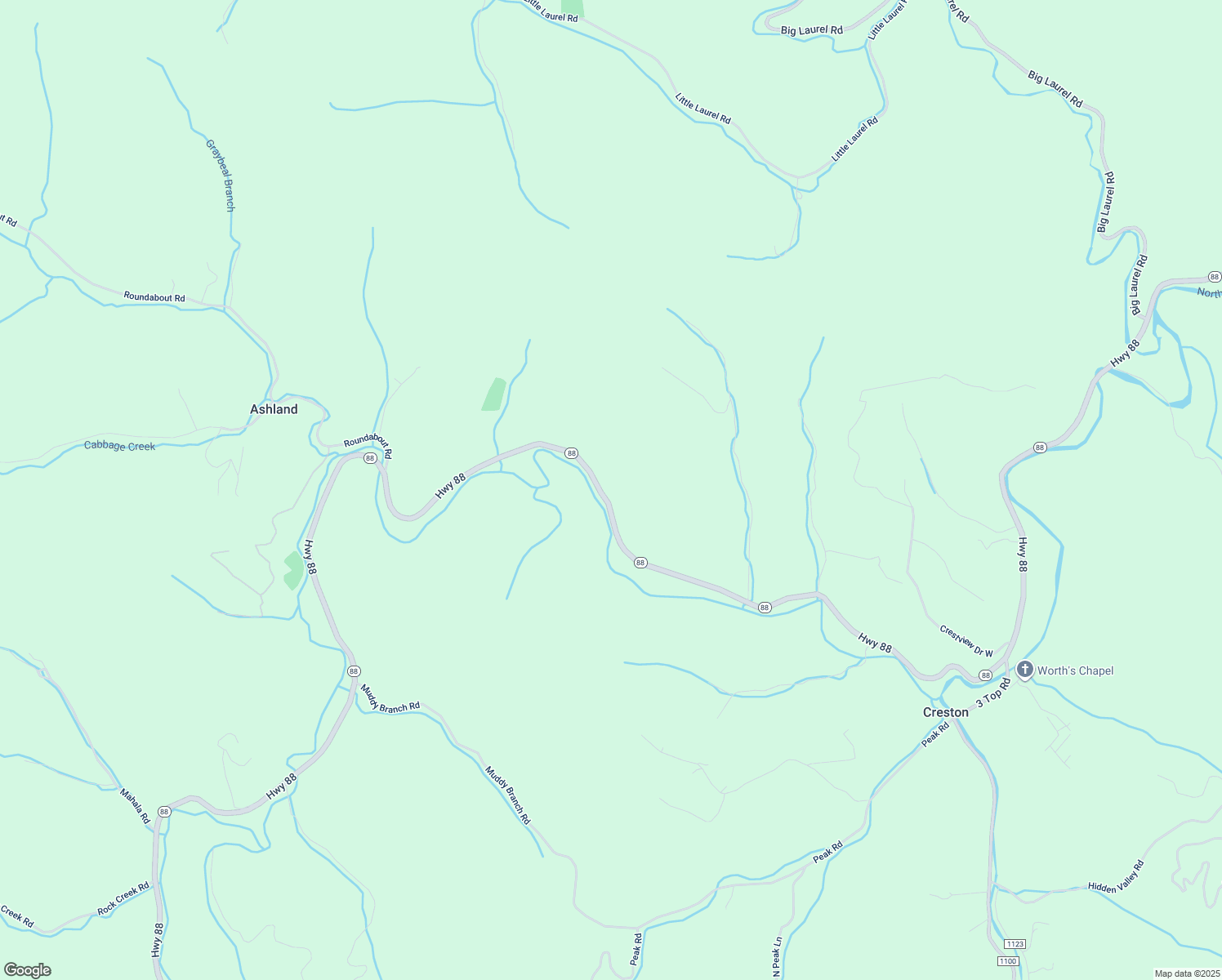 map of restaurants, bars, coffee shops, grocery stores, and more near 15354 North Carolina 88 in Creston
