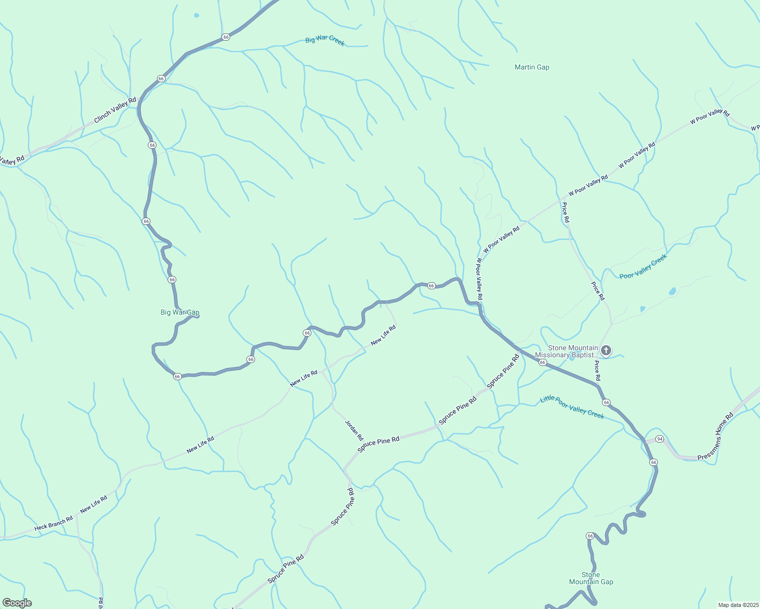 map of restaurants, bars, coffee shops, grocery stores, and more near 7505 Tennessee 66 in Rogersville