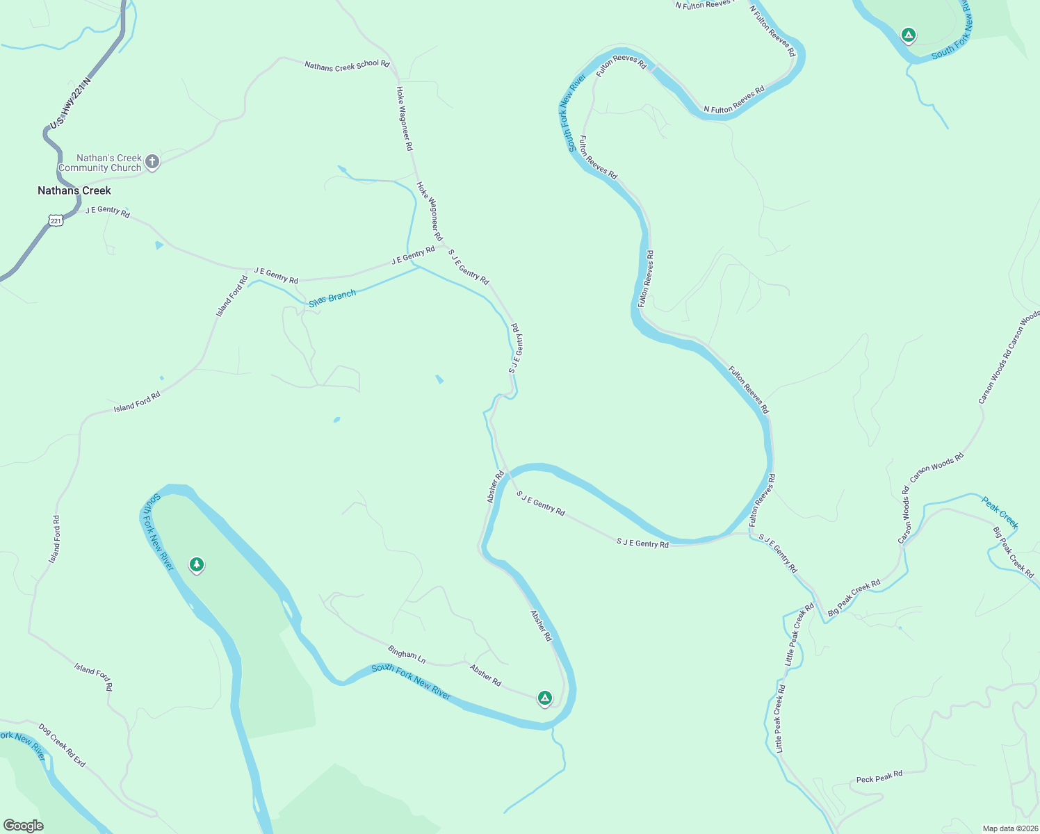 map of restaurants, bars, coffee shops, grocery stores, and more near 895 South J E Gentry Road in Laurel Springs