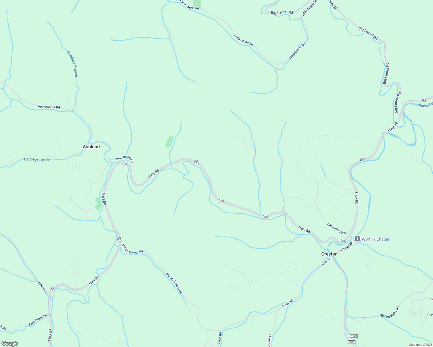 map of restaurants, bars, coffee shops, grocery stores, and more near 15354 North Carolina 88 in Creston