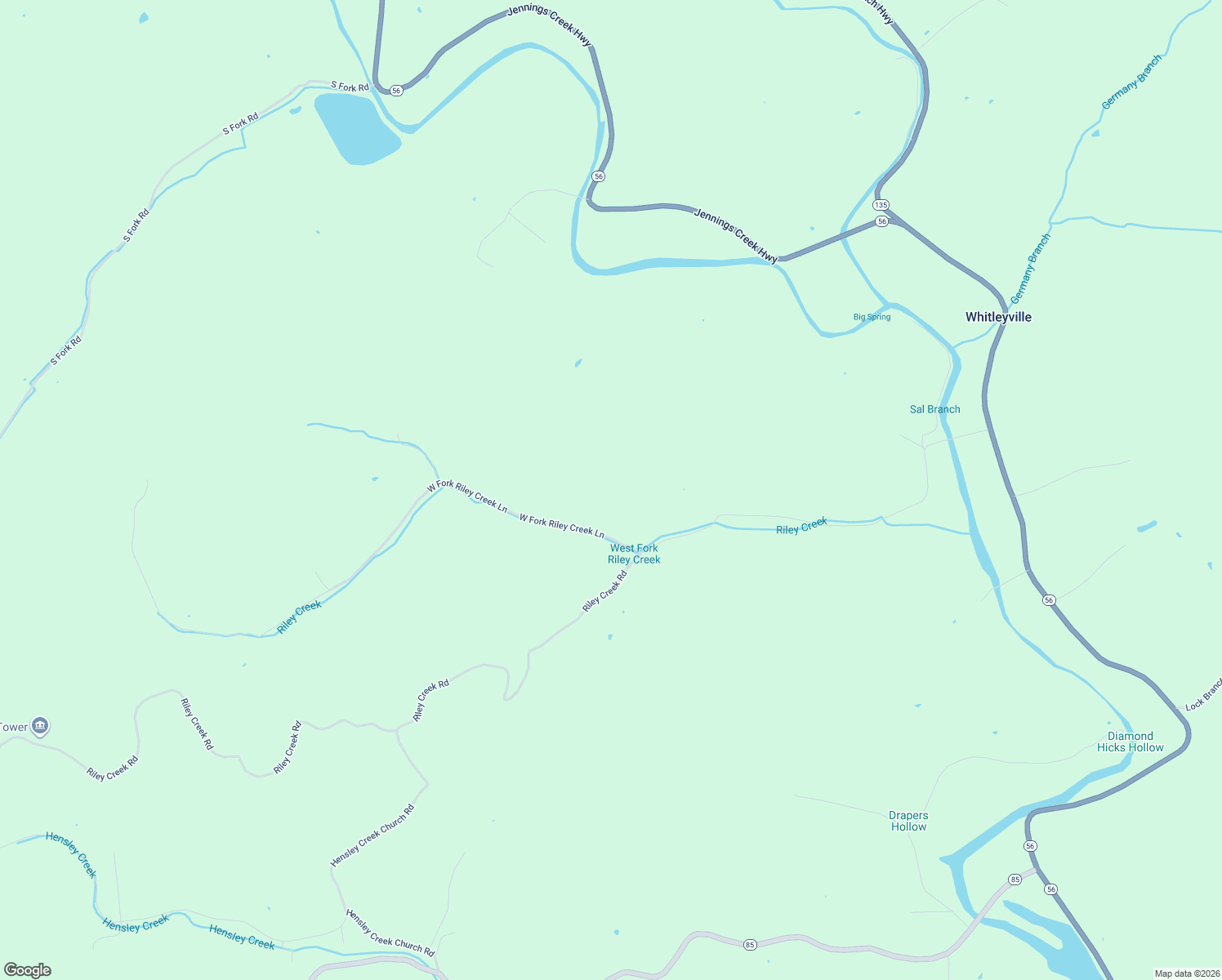 map of restaurants, bars, coffee shops, grocery stores, and more near 212 West Fork Riley Creek Lane in Whitleyville
