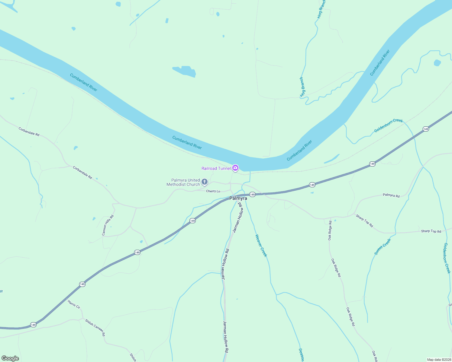 map of restaurants, bars, coffee shops, grocery stores, and more near 2679 Palmyra Road in Palmyra