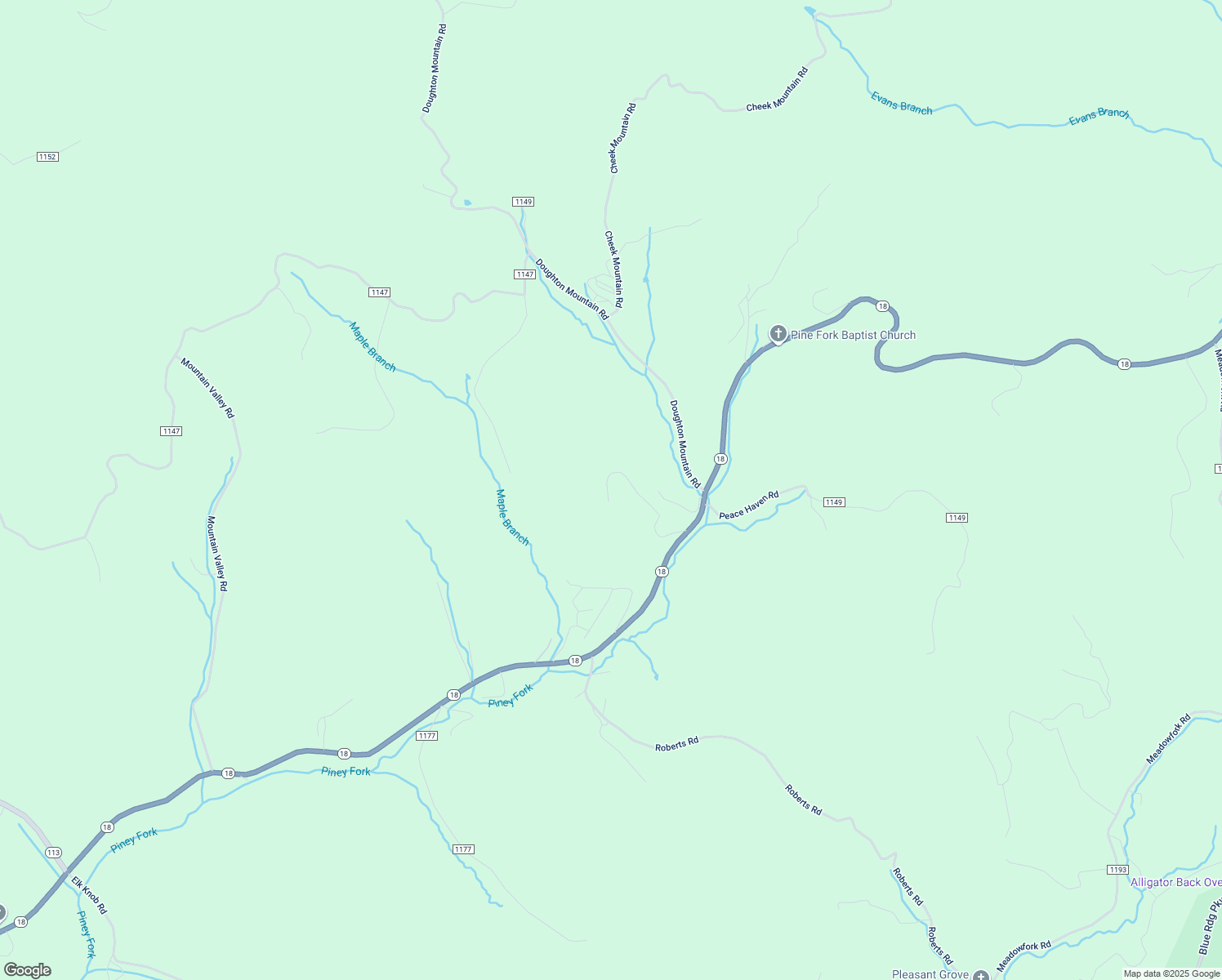 map of restaurants, bars, coffee shops, grocery stores, and more near 459 Bare Lane in Laurel Springs