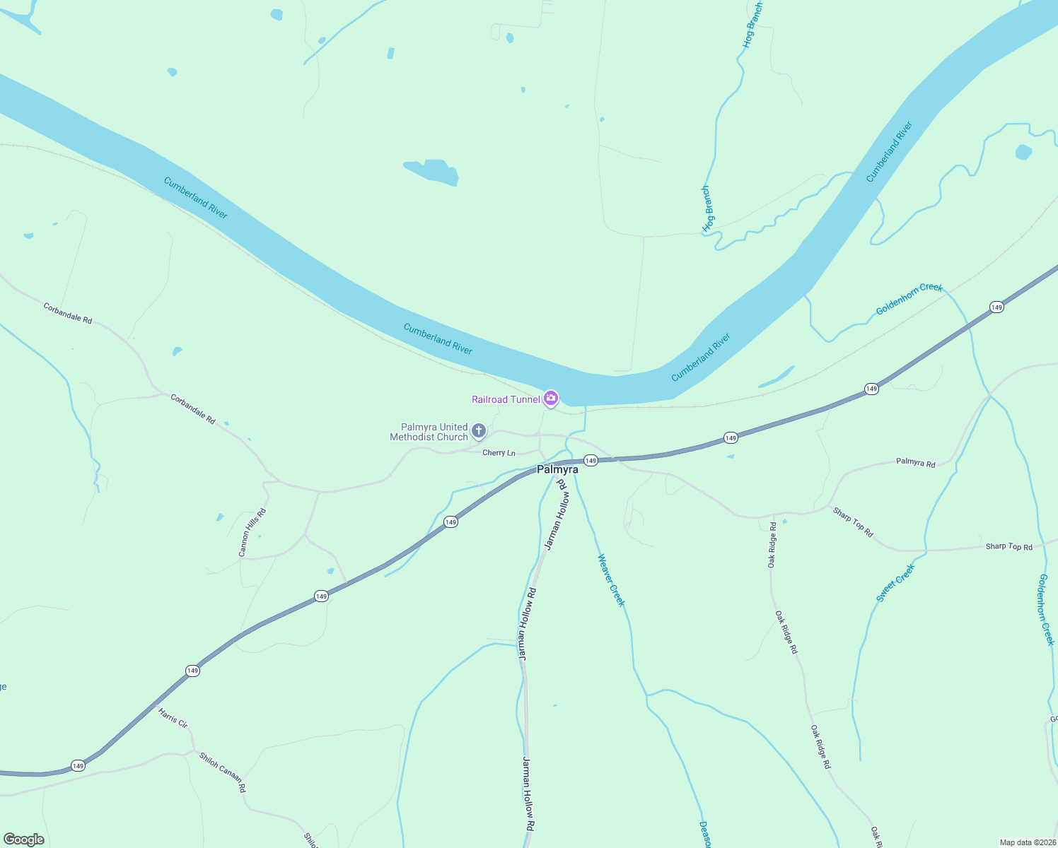 map of restaurants, bars, coffee shops, grocery stores, and more near 2679 Palmyra Road in Palmyra