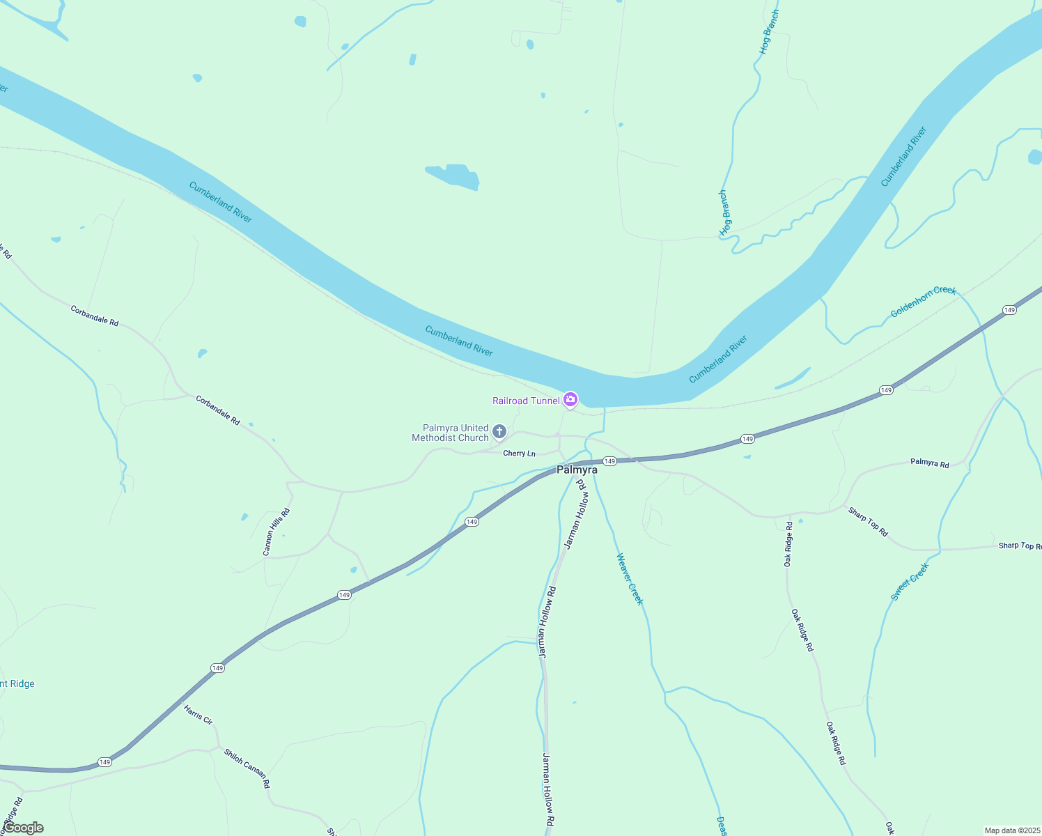 map of restaurants, bars, coffee shops, grocery stores, and more near 2727 Palmyra Road in Palmyra