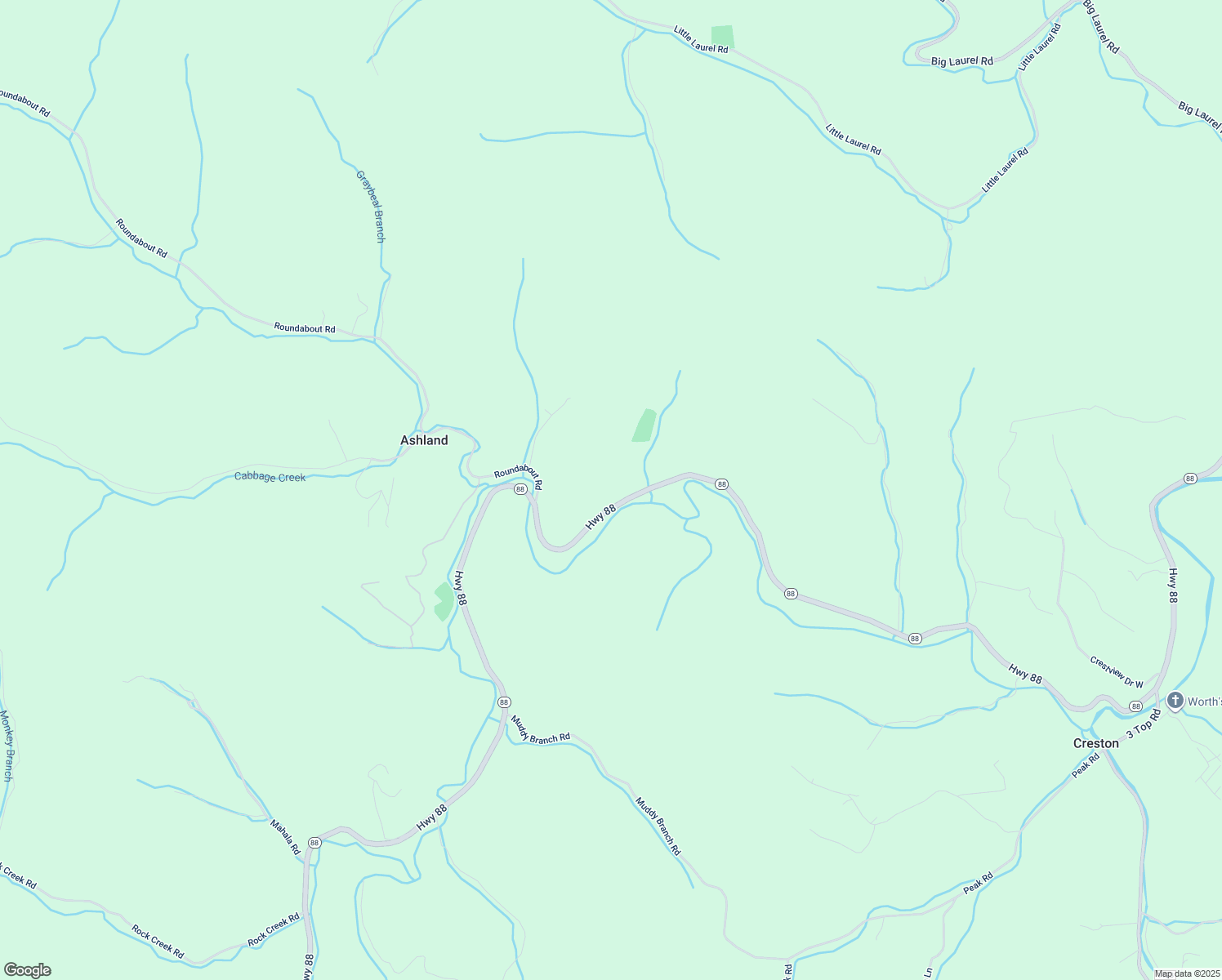 map of restaurants, bars, coffee shops, grocery stores, and more near 15740 North Carolina 88 in Creston