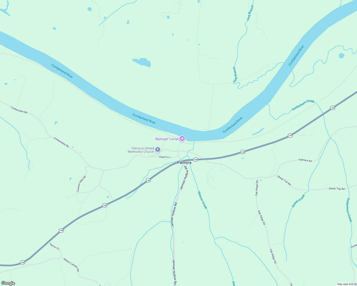 map of restaurants, bars, coffee shops, grocery stores, and more near 2844 Jarman Hollow Road in Palmyra