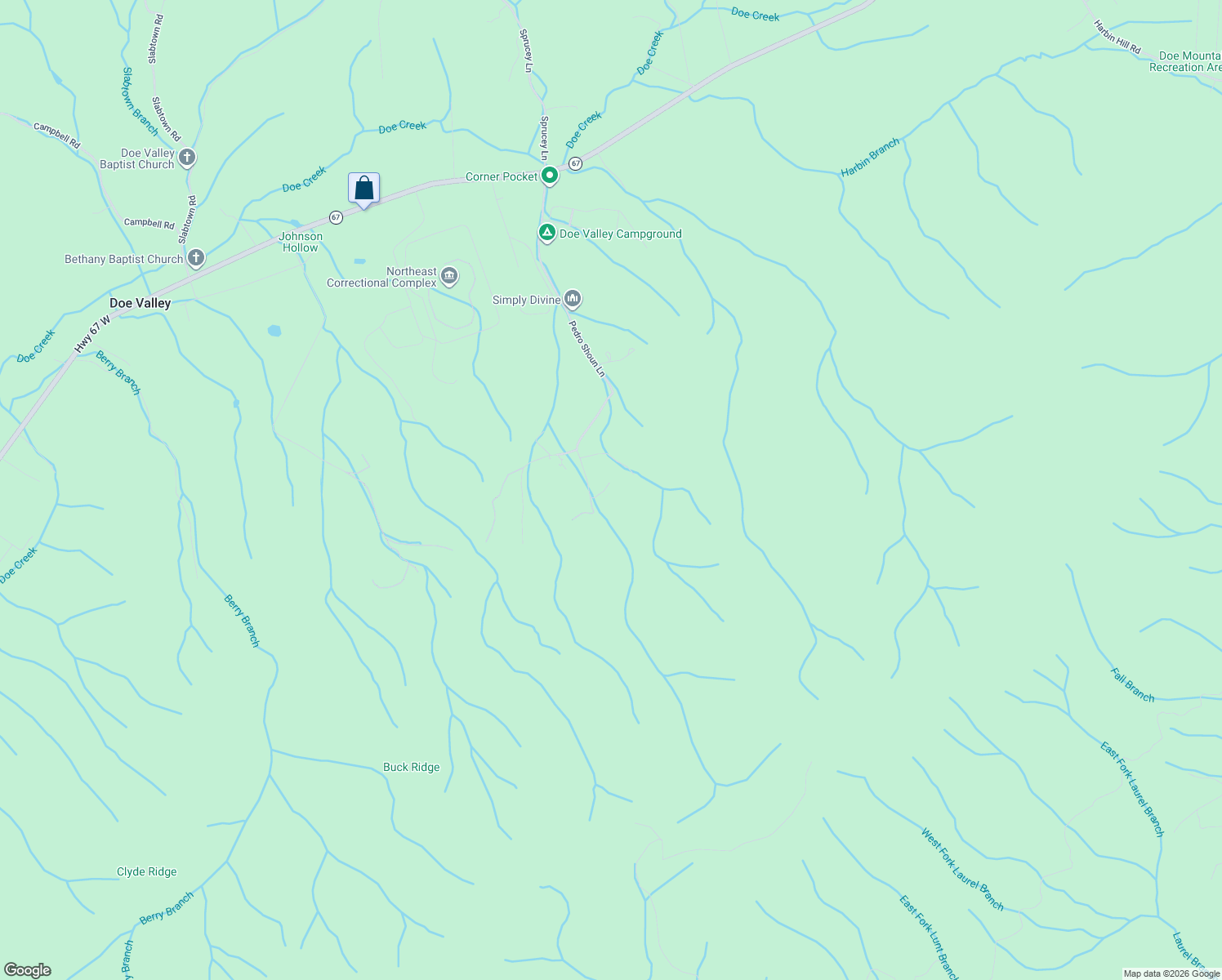 map of restaurants, bars, coffee shops, grocery stores, and more near 260 Park Service Road in Mountain City