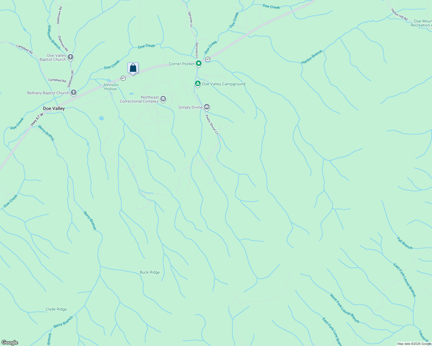 map of restaurants, bars, coffee shops, grocery stores, and more near 260 Park Service Road in Mountain City