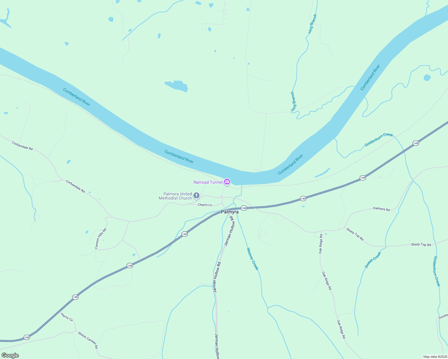 map of restaurants, bars, coffee shops, grocery stores, and more near 2844 Jarman Hollow Road in Palmyra