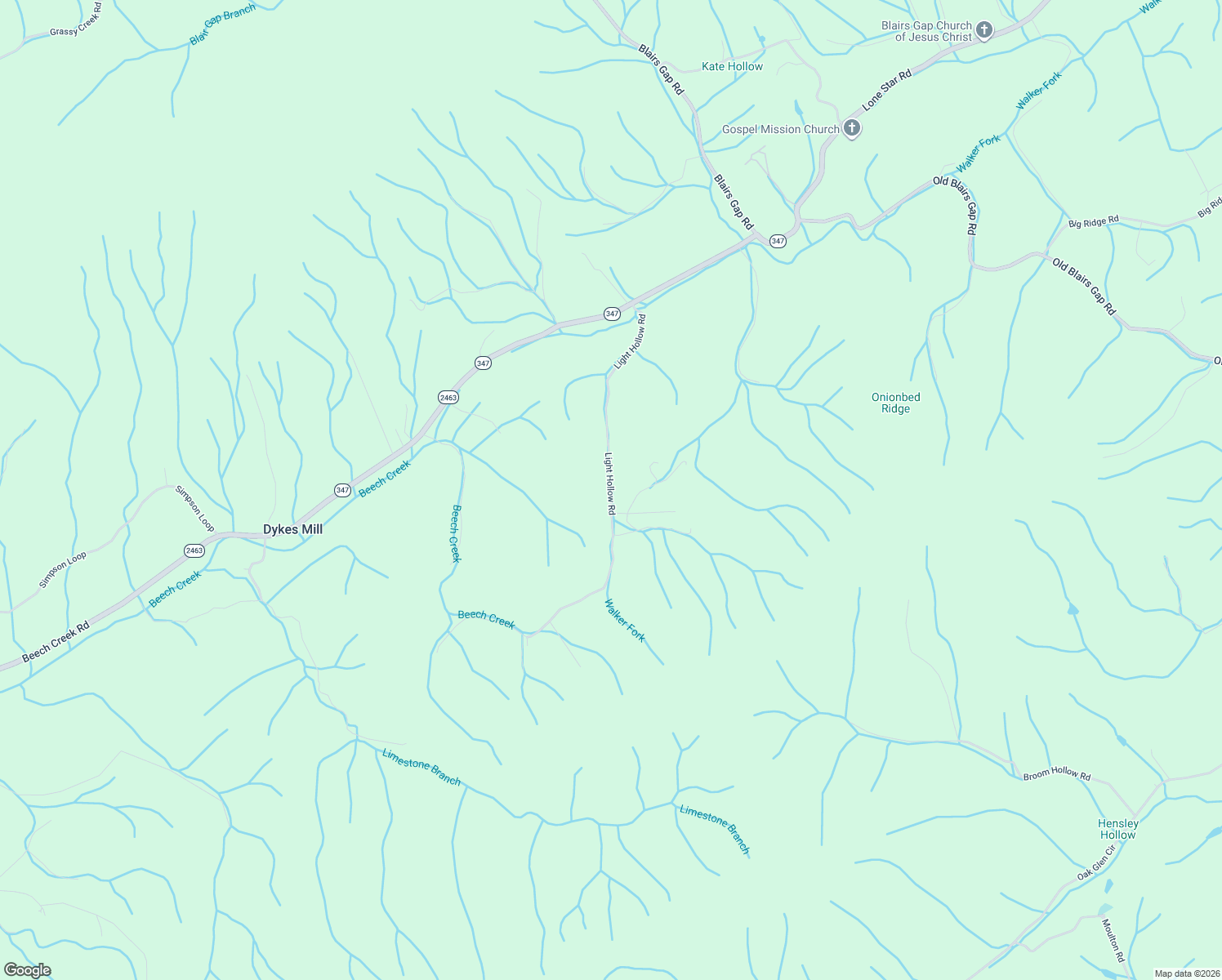 map of restaurants, bars, coffee shops, grocery stores, and more near Light Hollow Road in Rogersville