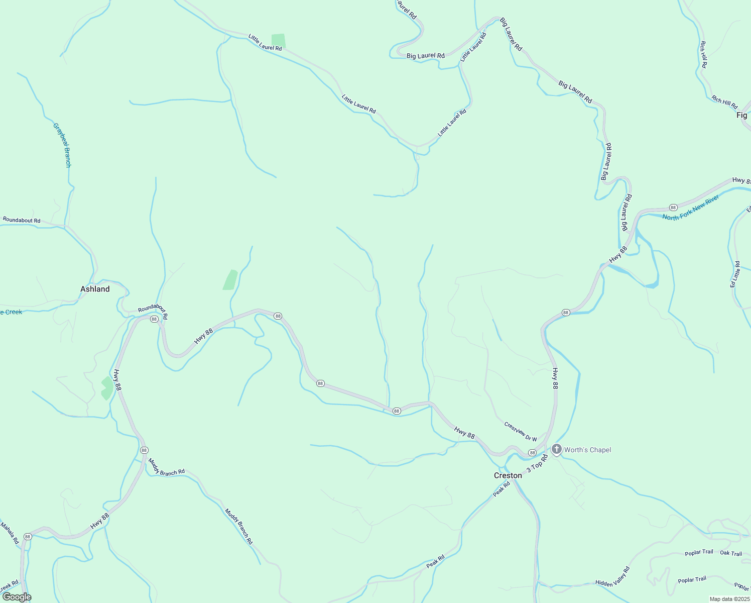 map of restaurants, bars, coffee shops, grocery stores, and more near 609 Baker Hollow Road in Creston