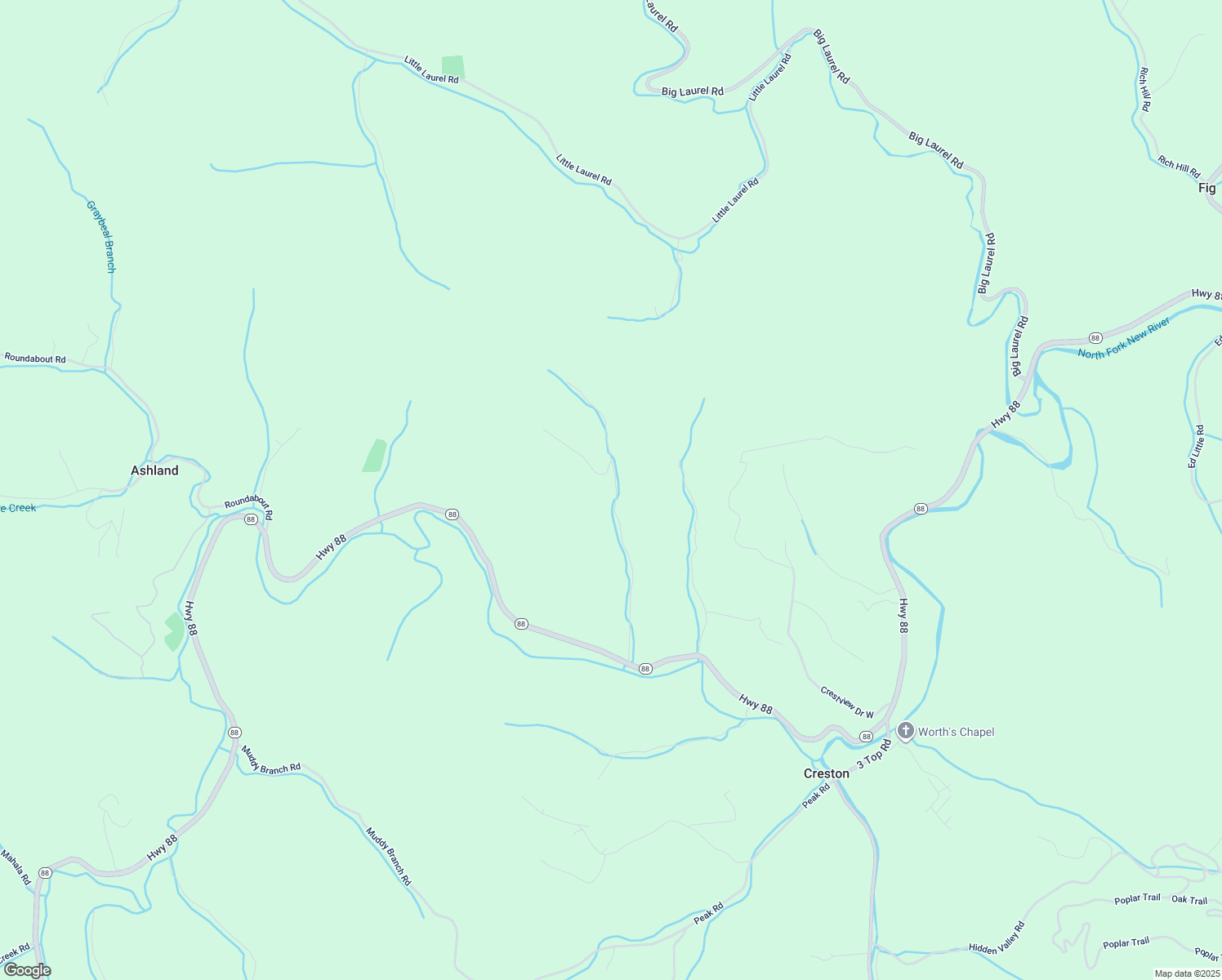 map of restaurants, bars, coffee shops, grocery stores, and more near 609 Baker Hollow Road in Creston