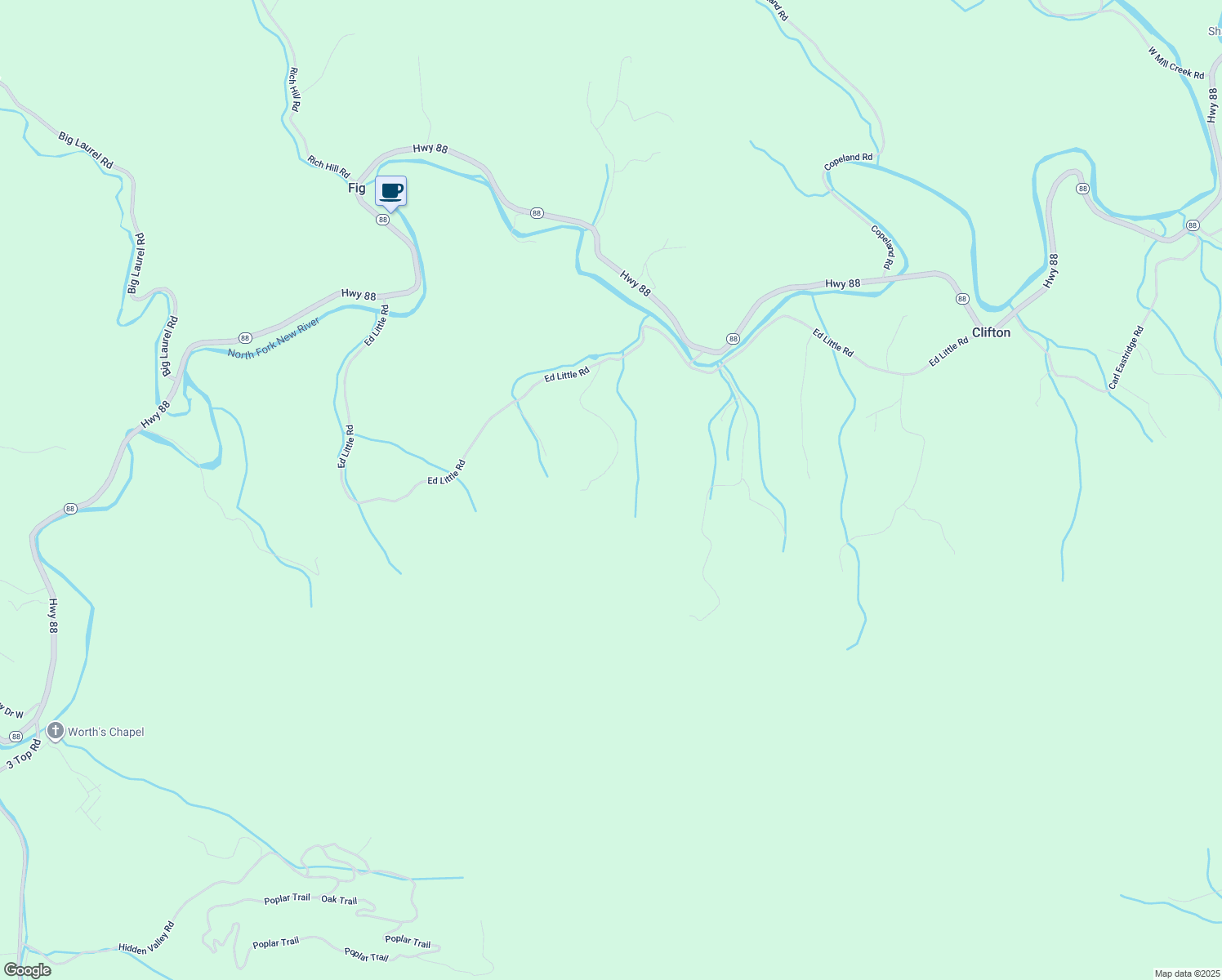map of restaurants, bars, coffee shops, grocery stores, and more near 533 Misty Mountain Road in Creston