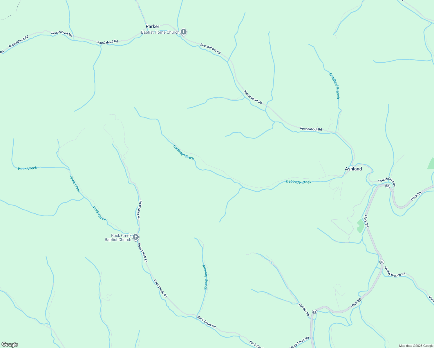 map of restaurants, bars, coffee shops, grocery stores, and more near 1227 Cabbage Creek Road in Creston