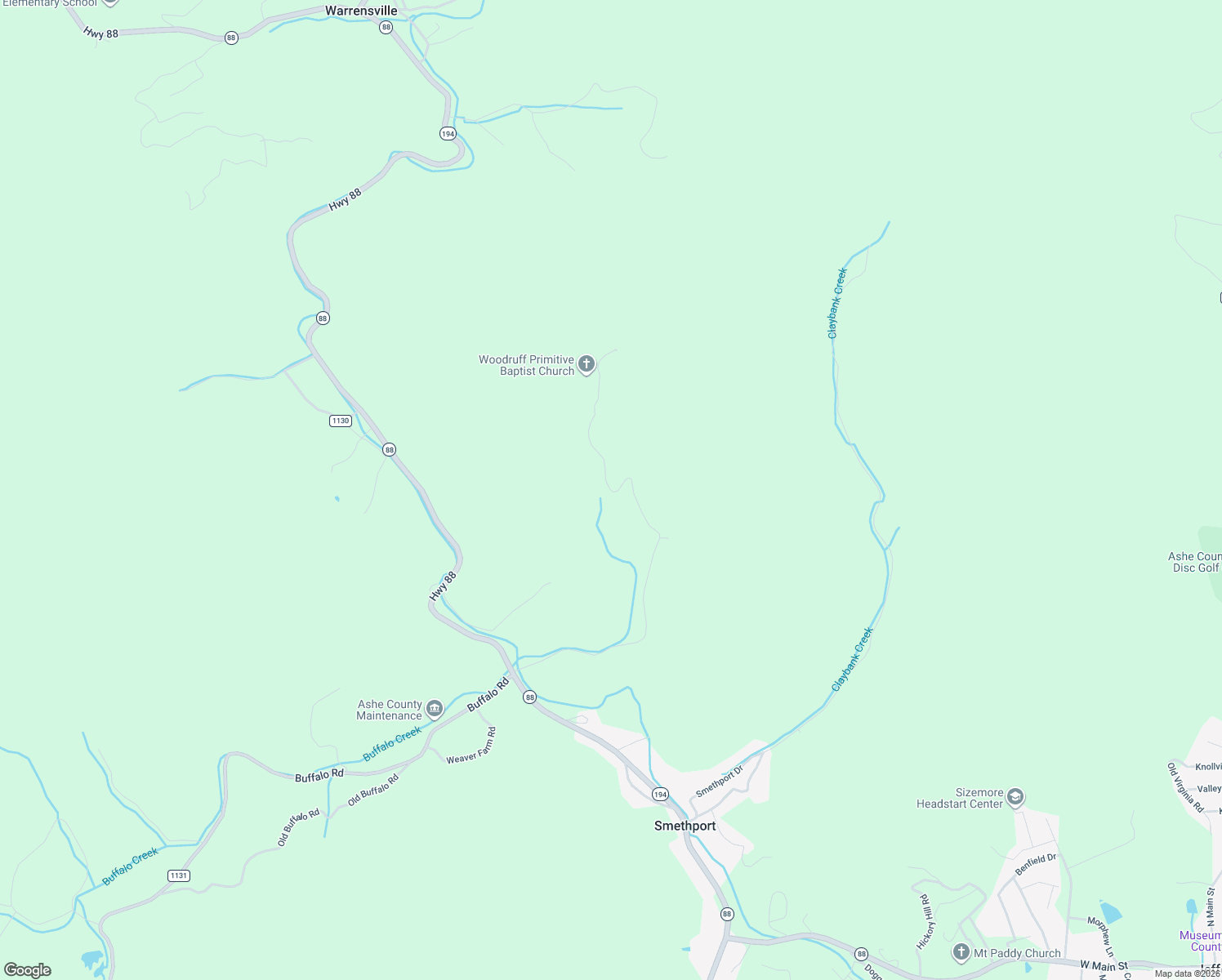 map of restaurants, bars, coffee shops, grocery stores, and more near Elliott Road in Ashe County