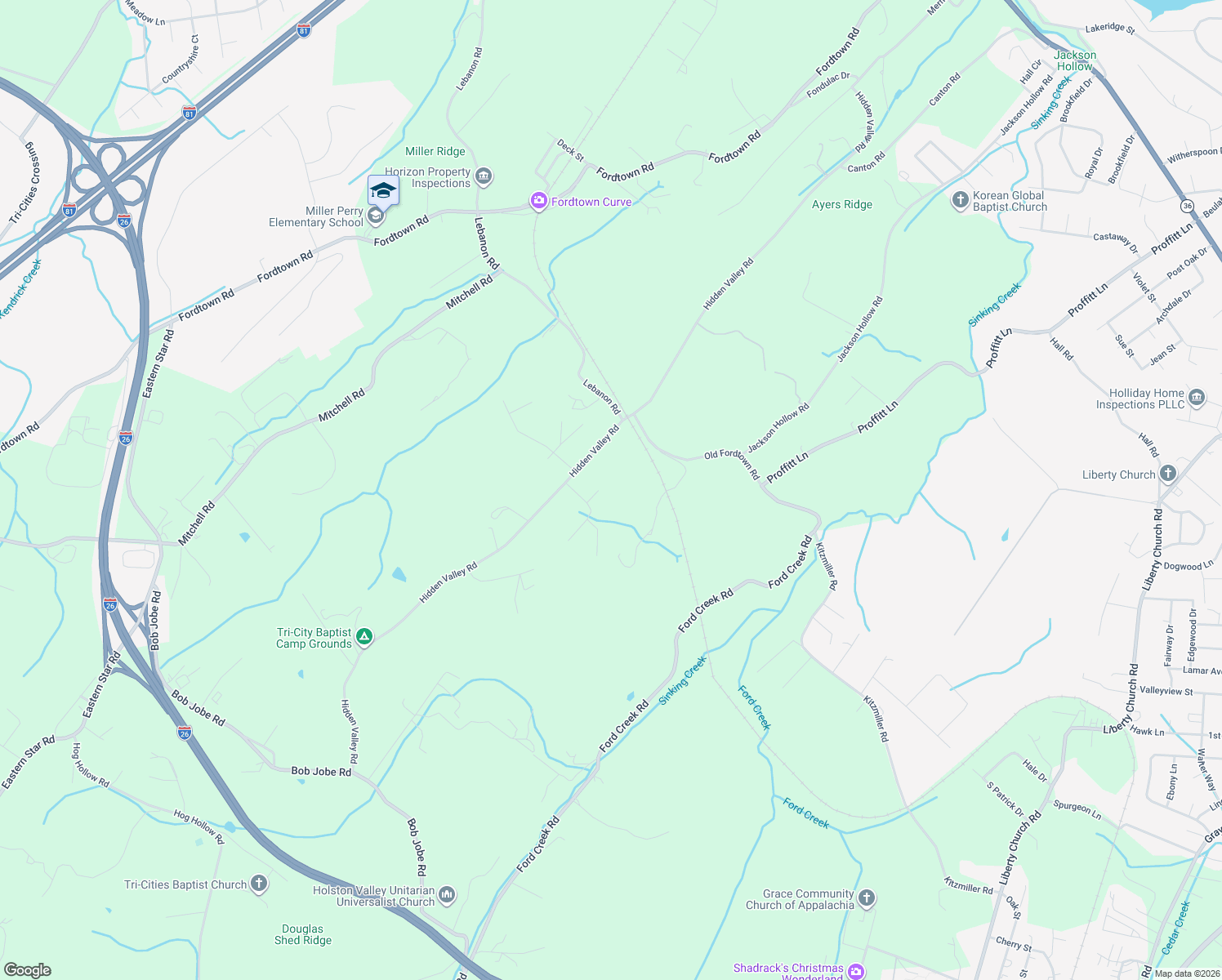 map of restaurants, bars, coffee shops, grocery stores, and more near 1010 Olympus Circle in Kingsport