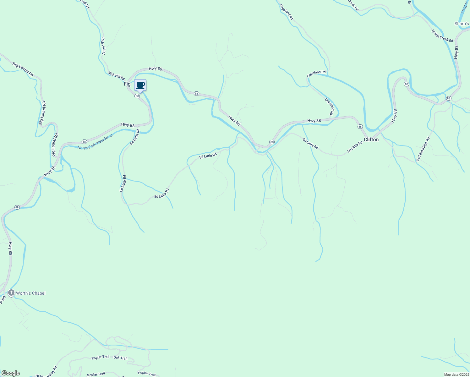 map of restaurants, bars, coffee shops, grocery stores, and more near 401 Misty Mountain Road in Creston