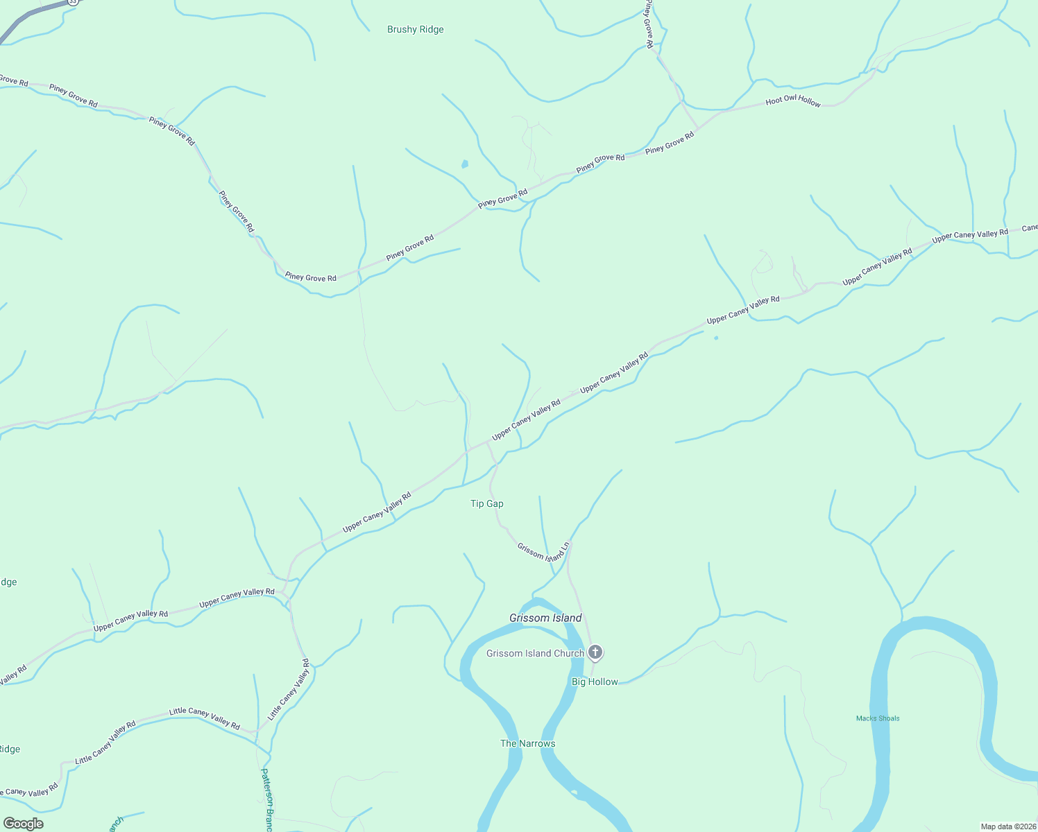 map of restaurants, bars, coffee shops, grocery stores, and more near 2501 Upper Caney Valley Road in Tazewell